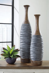 Leasing Furniture - Ashley Furniture - Blayze Vase - Vase Set (Set of 2) / Antique Gray/Brown - A2000388