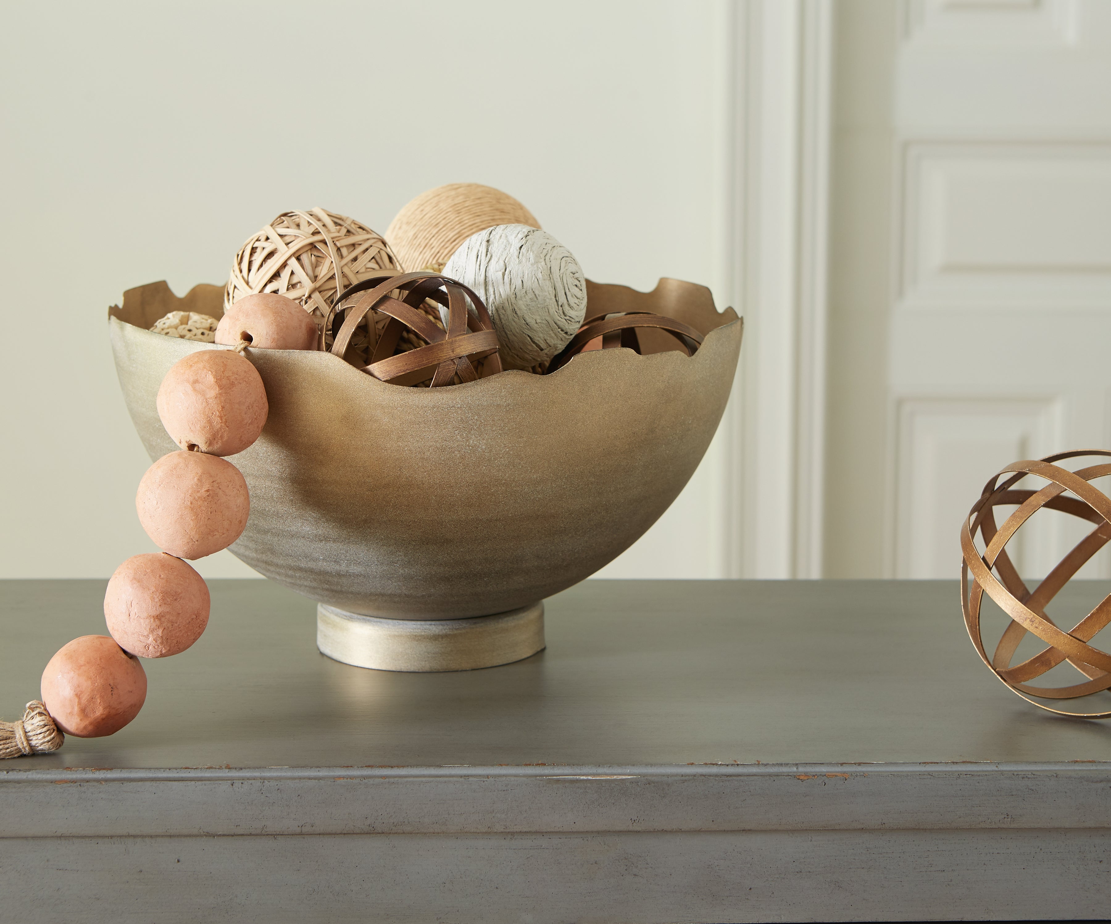 Leasing Furniture - Ashley Furniture - Maura Bowl - Bowl / Antique Gold Finish - A2000594