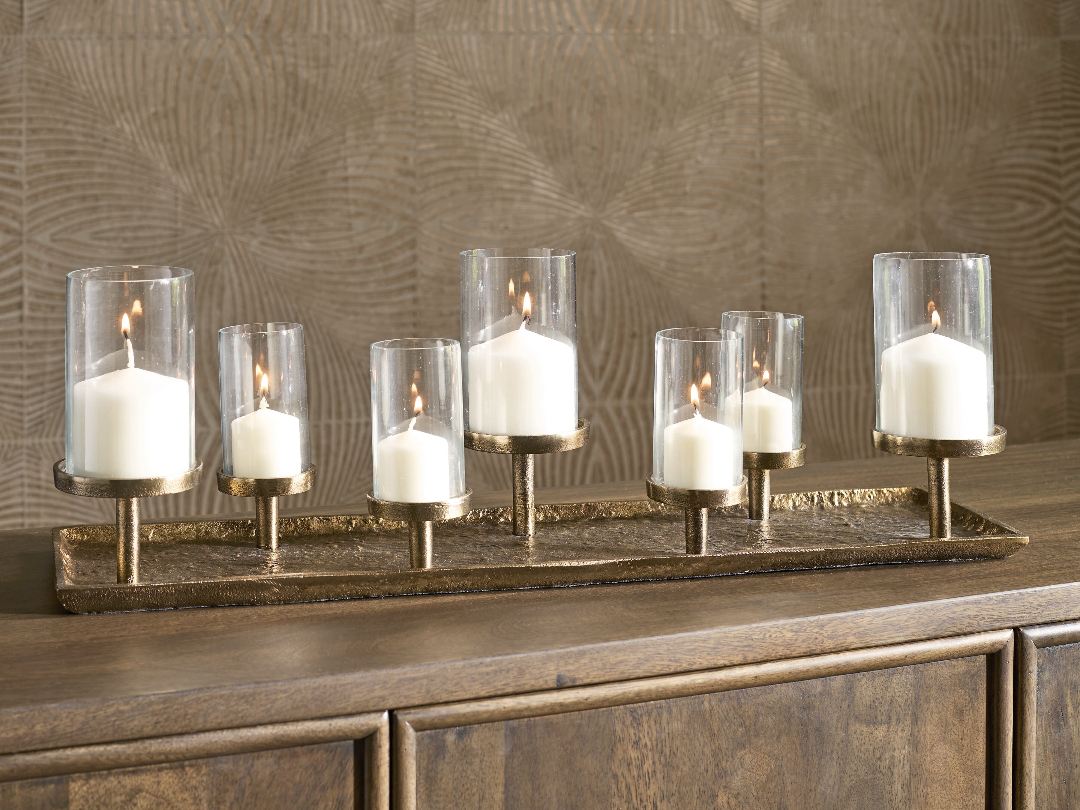 Leasing Furniture - Ashley Furniture - Wallmond Candle Holder - Candle Holder / Antique Brass Finish - A2000820