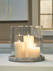 Leasing Furniture - Ashley Furniture - Saskia Candle Holder - Candle Holder / Clear/Black - A2000846