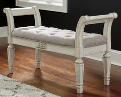 Leasing Furniture - Ashley Furniture - Realyn Accent Bench - Accent Bench / Antique White / 46"W x 16"D x 26"H - A3000157