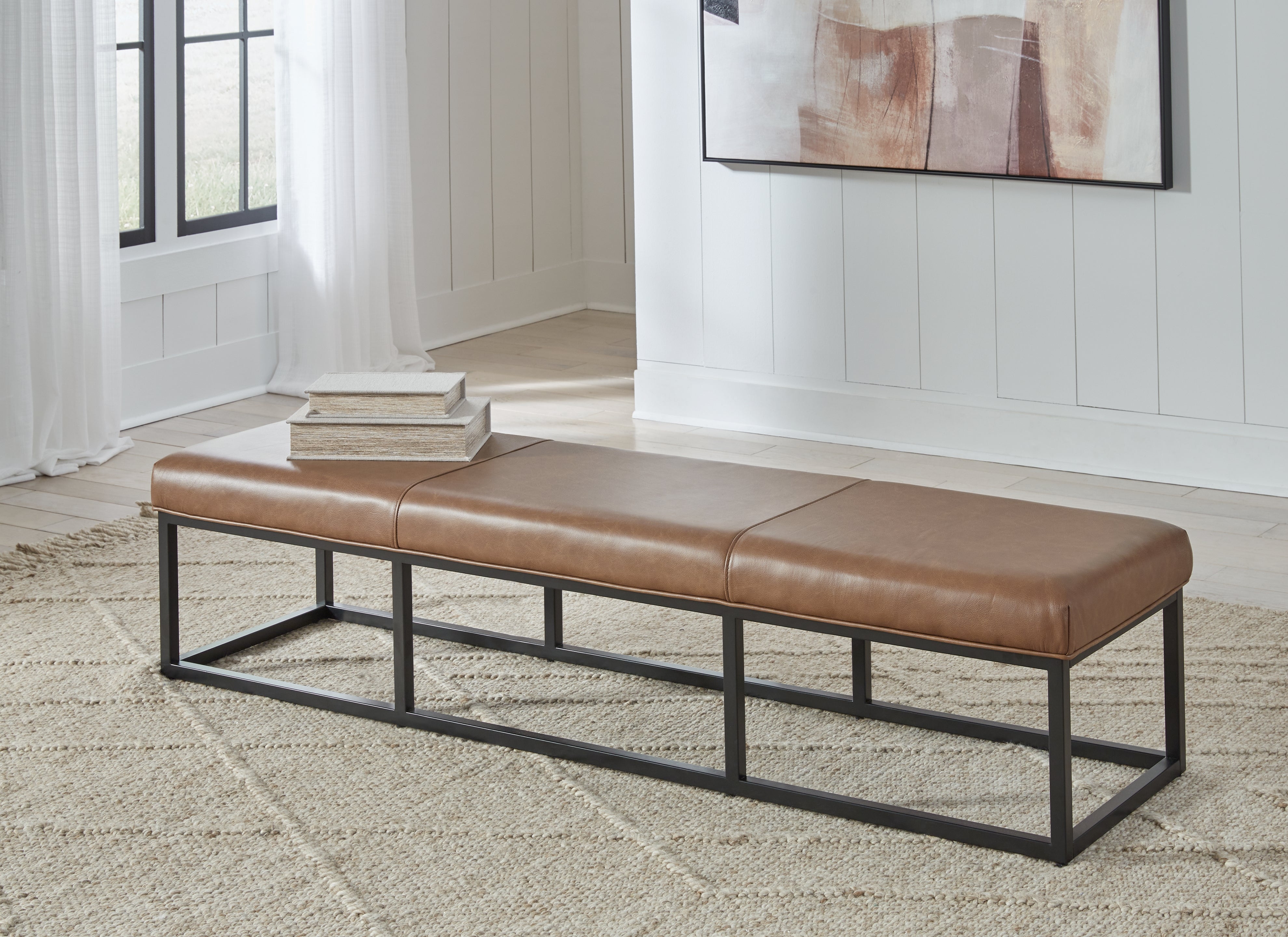 Leasing Furniture - Ashley Furniture - Joston Accent Bench - Accent Bench / Caramel / 71"W x 19"D x 16"H - A3000693