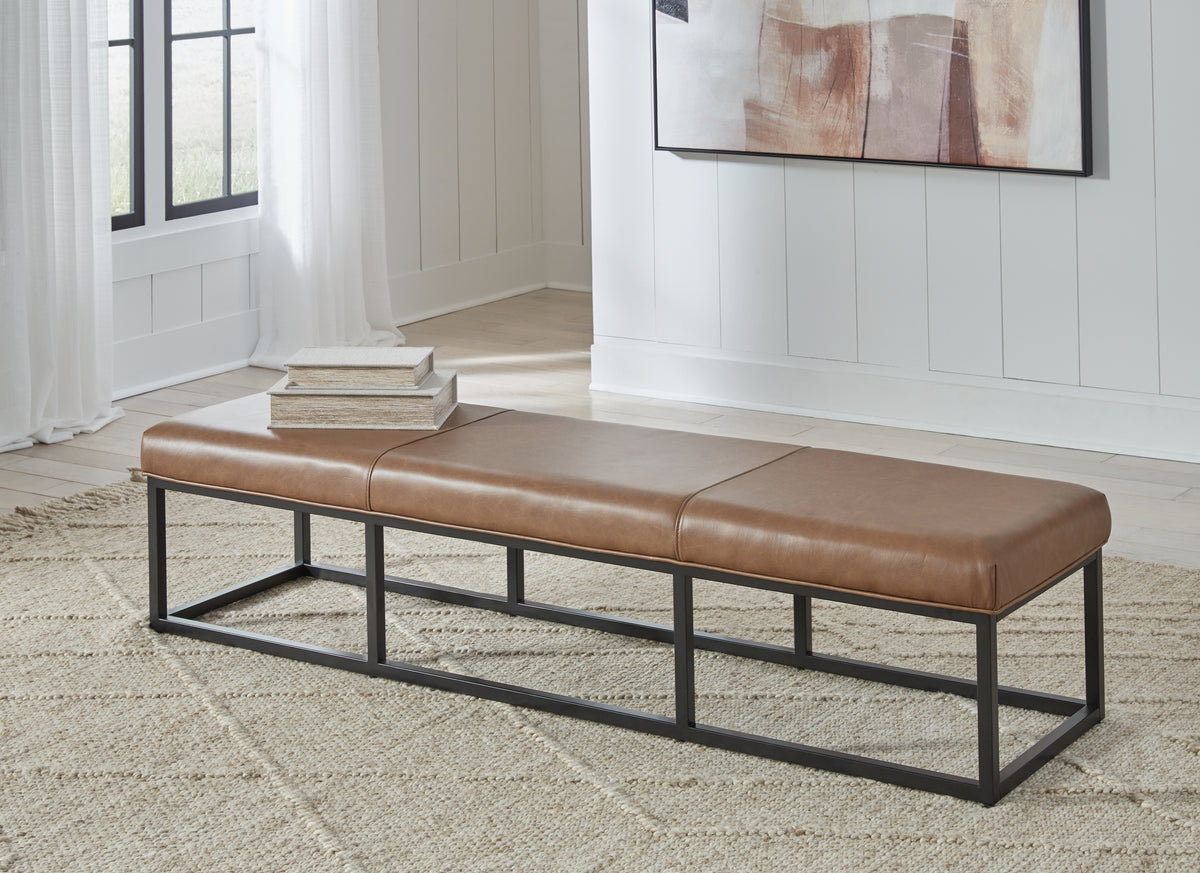Leasing Furniture - Ashley Furniture - Joston Accent Bench - Accent Bench / Caramel / 71"W x 19"D x 16"H - A3000693
