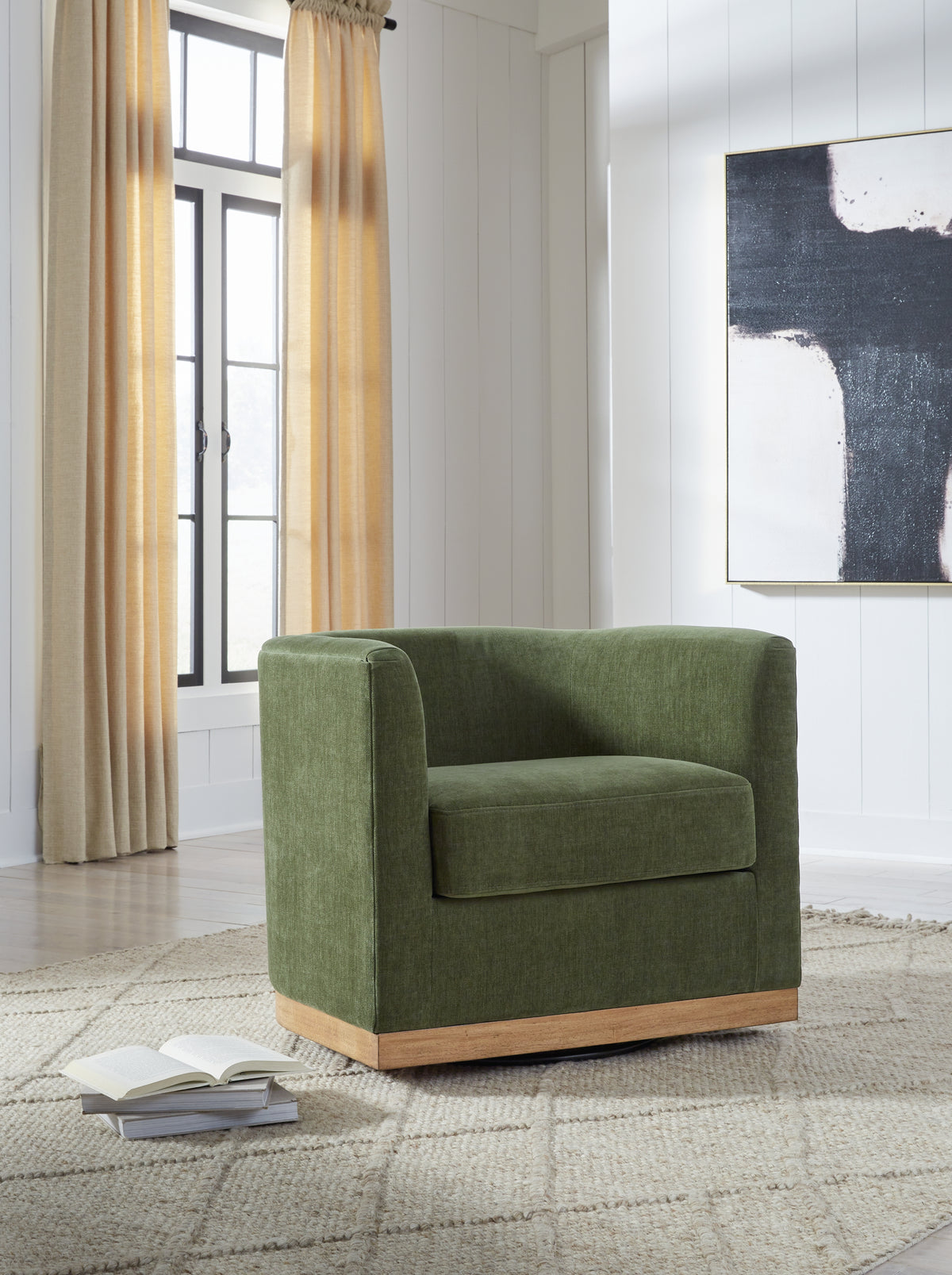Leasing Furniture - Ashley Furniture - Jersonlow Swivel Accent Chair - Swivel Accent Chair / Forest Green - A3000696