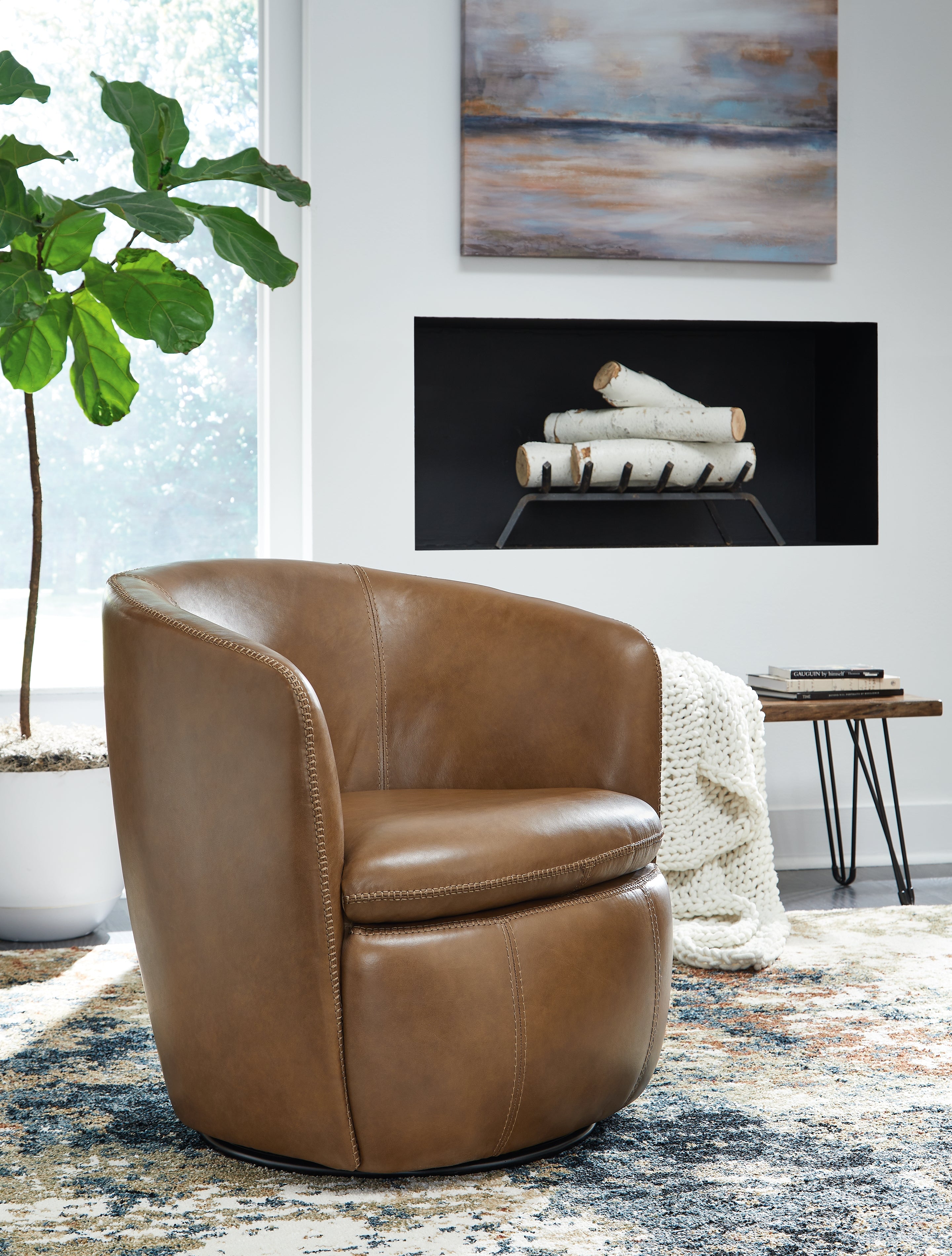 Leasing Furniture - Ashley Furniture - Kierreys Swivel Accent Chair - Swivel Accent Chair / Bone - A3000703