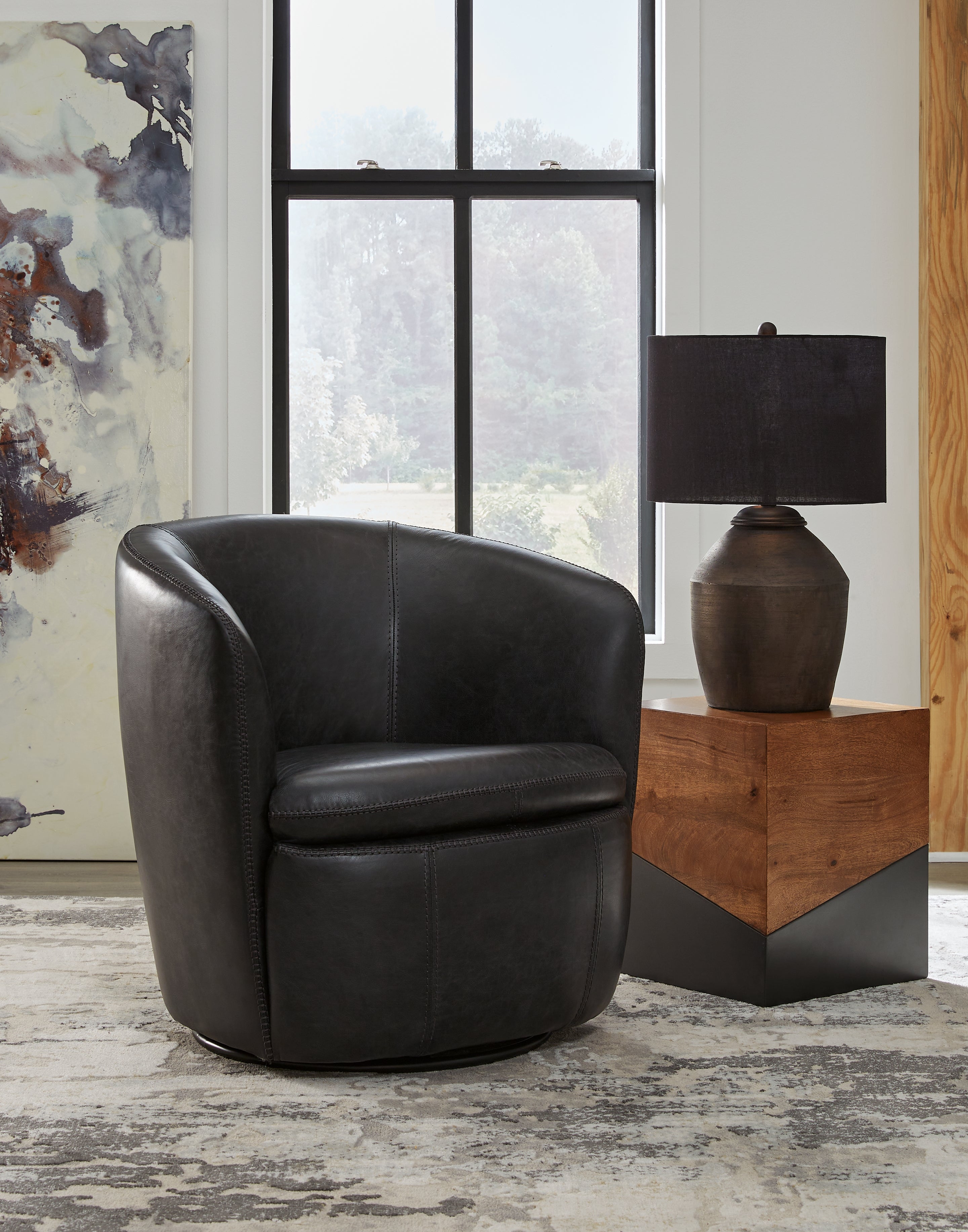 Leasing Furniture - Ashley Furniture - Kierreys Swivel Accent Chair - Swivel Accent Chair / Midnight - A3000702