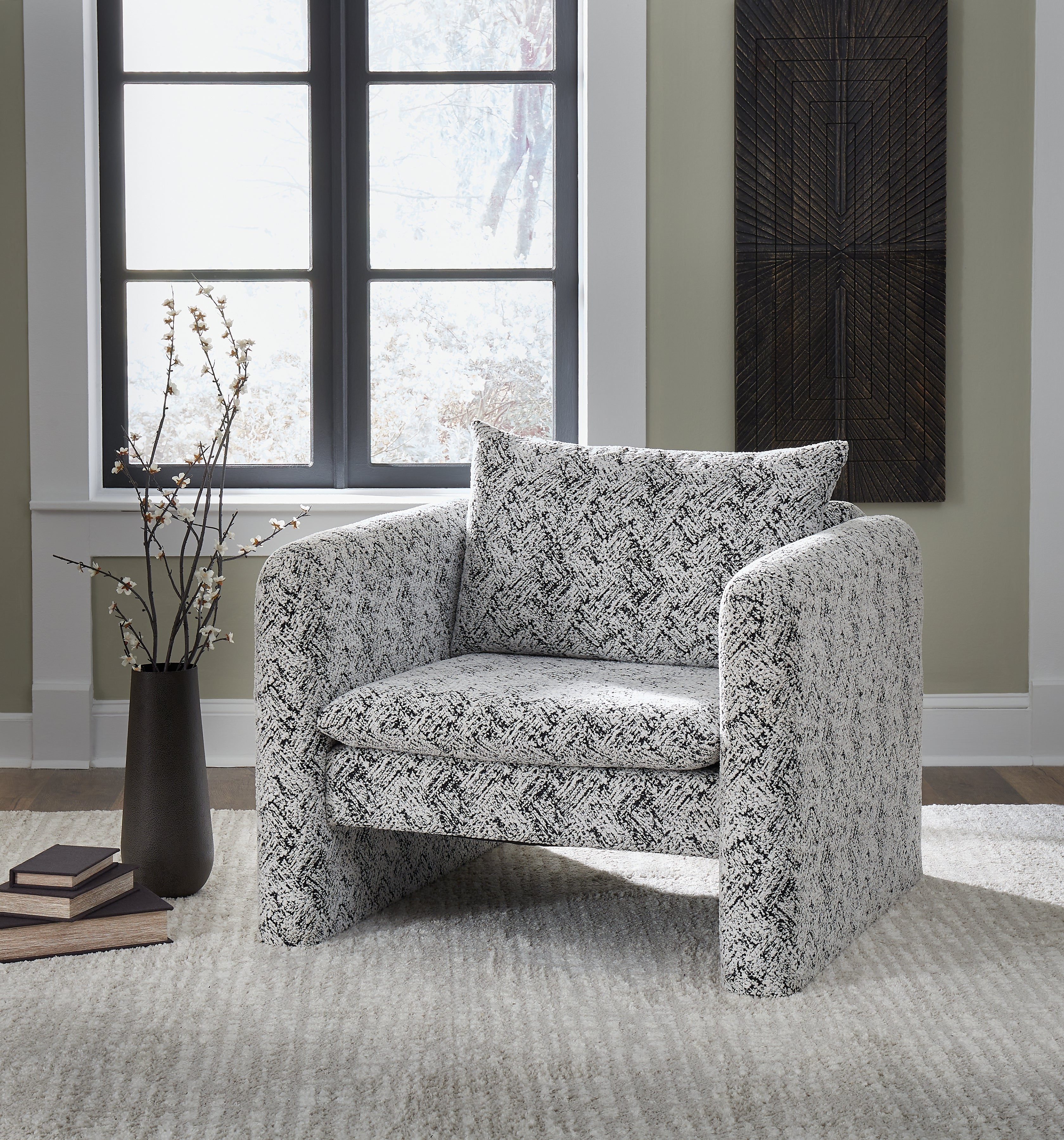 Leasing Furniture - Ashley Furniture - Kenbell Accent Chair - Accent Chair / Black/White - A3000705