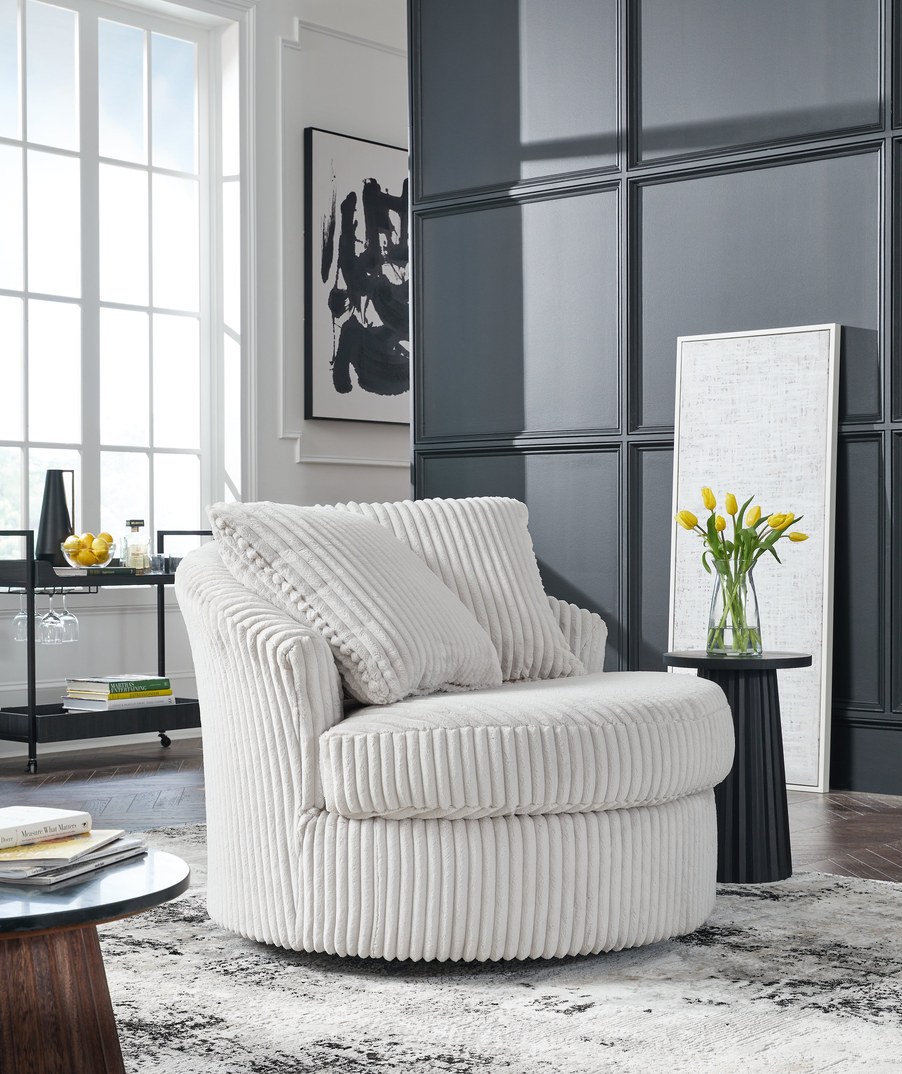 Leasing Furniture - Ashley Furniture - Gramwell Swivel Accent Chair - Swivel Accent Chair / Alloy - A3000724
