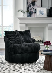 Leasing Furniture - Ashley Furniture - Gramwell Swivel Accent Chair - Swivel Accent Chair / Onyx - A3000725