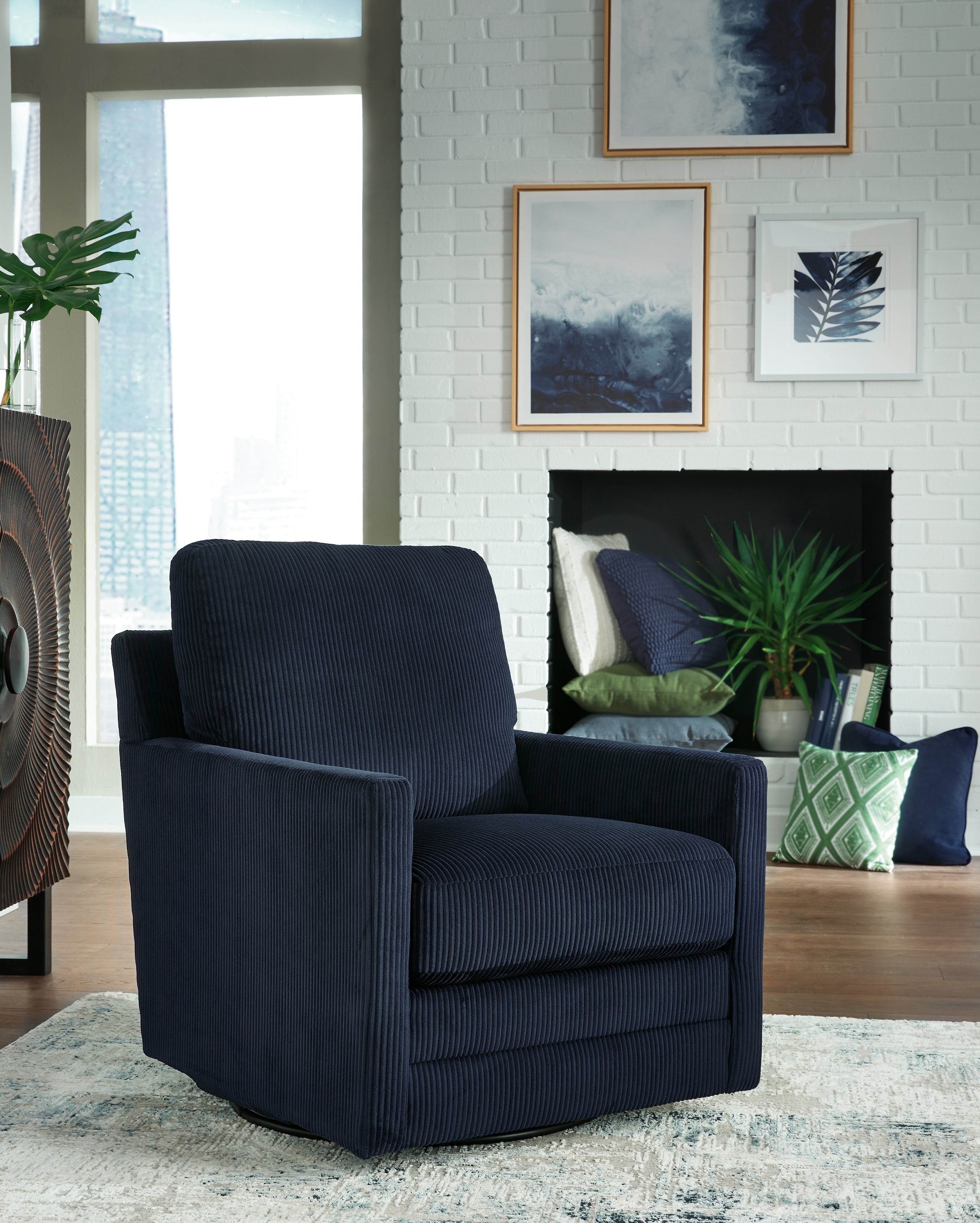 Leasing Furniture - Ashley Furniture - Icaman Swivel Accent Chair - Swivel Accent Chair / Navy - A3000727