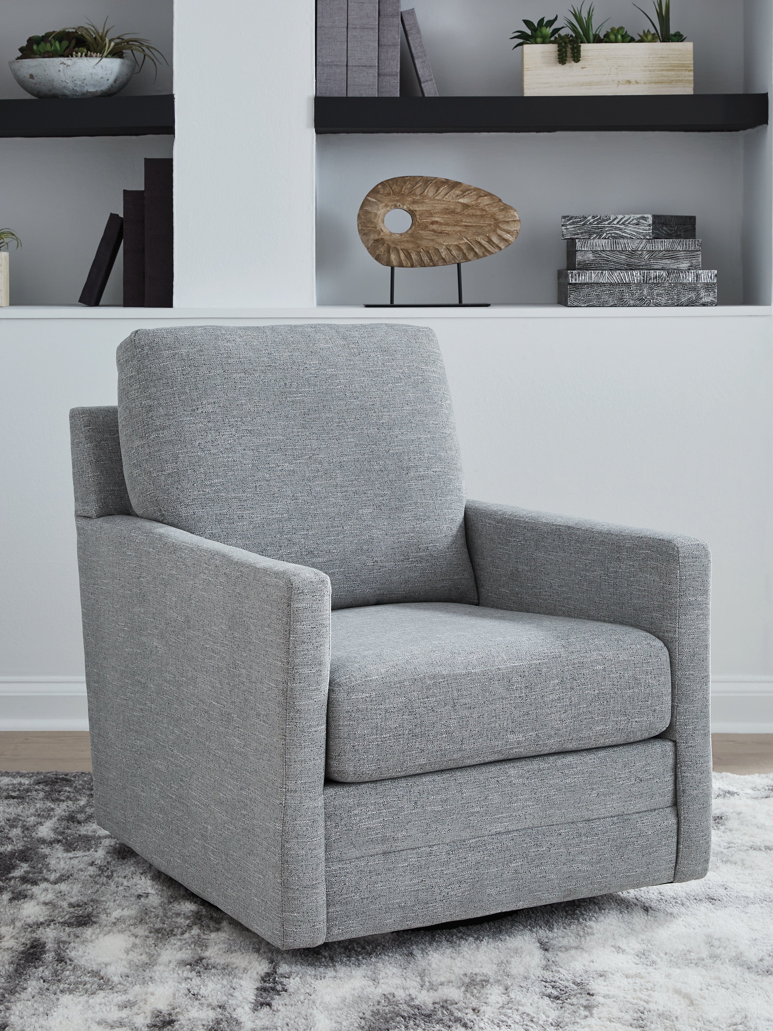 Leasing Furniture - Ashley Furniture - Freybourne Next-Gen Nuvella Swivel Accent Chair - Swivel Accent Chair / Pewter - A3000737
