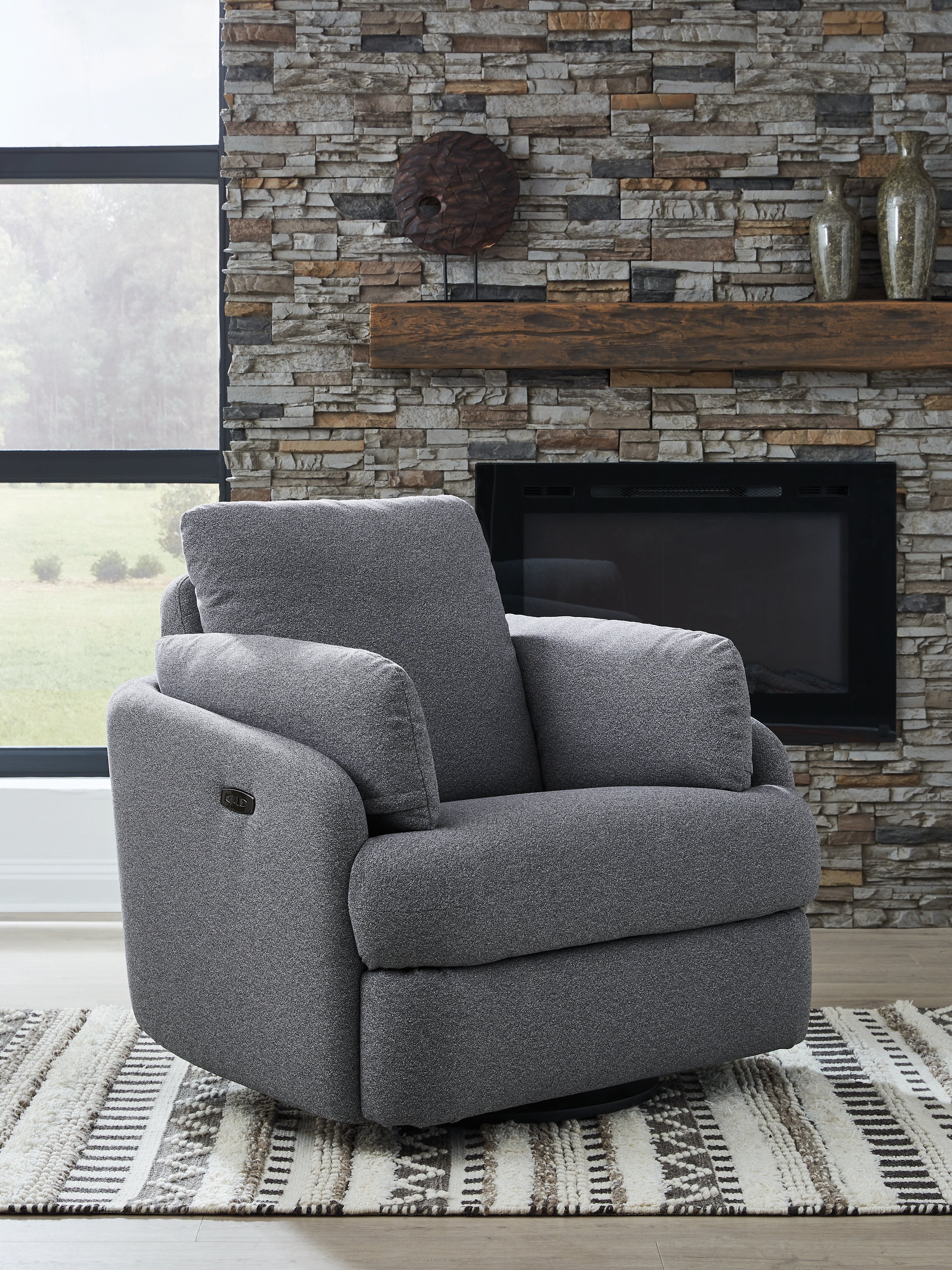 Leasing Furniture - Ashley Furniture - Alainmont Next-Gen Nuvella Swivel Power Recliner - Swivel Power Recliner / Salt and Pepper - A3000738