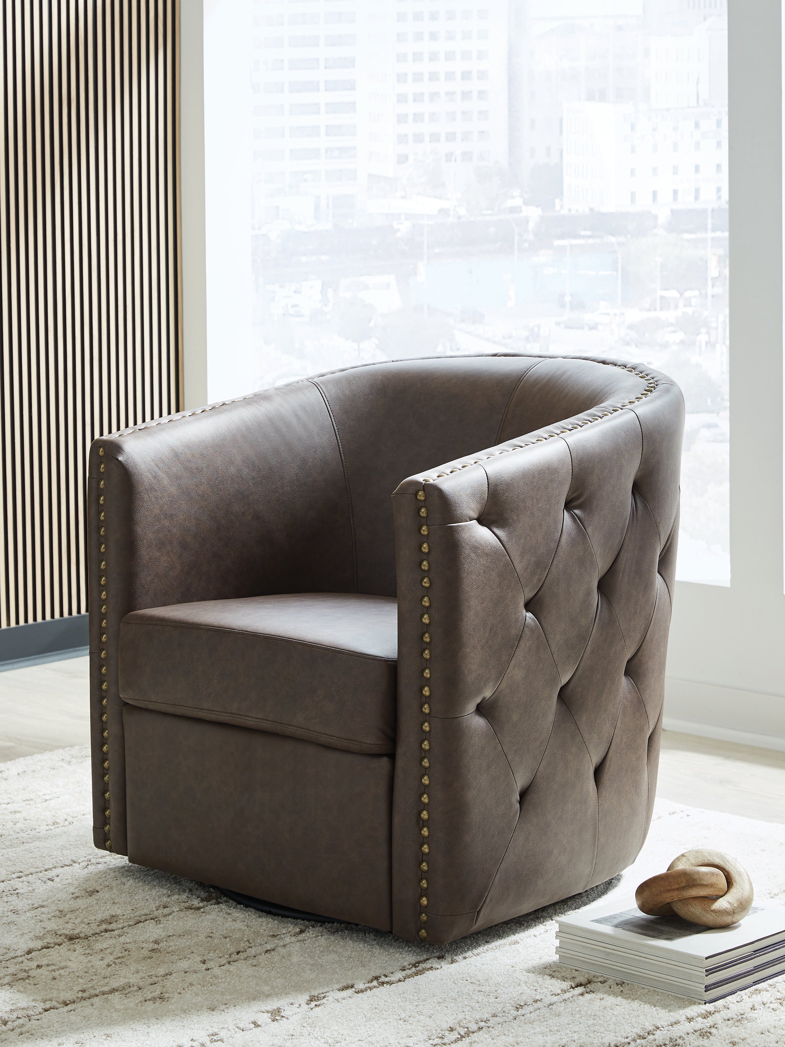 Leasing Furniture - Ashley Furniture - Brentlow Swivel Accent Chair - Swivel Accent Chair / Granite - A3000741