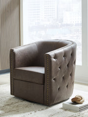 Leasing Furniture - Ashley Furniture - Brentlow Swivel Accent Chair - Swivel Accent Chair / Granite - A3000741