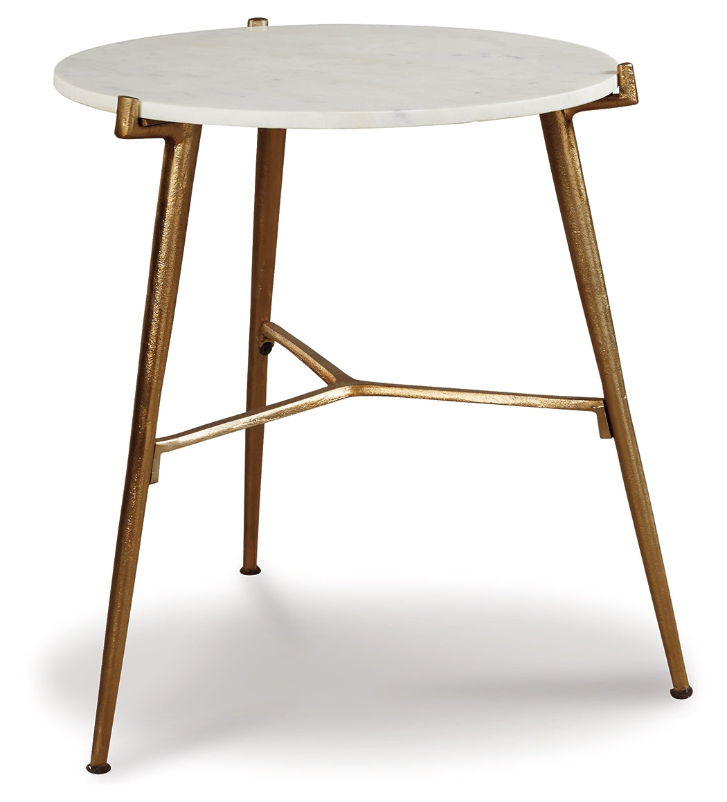 Leasing Furniture - Ashley Furniture - Chadton Accent Table - Accent Table / White/Gold Finish - A4000004