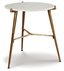 Leasing Furniture - Ashley Furniture - Chadton Accent Table - Accent Table / White/Gold Finish - A4000004
