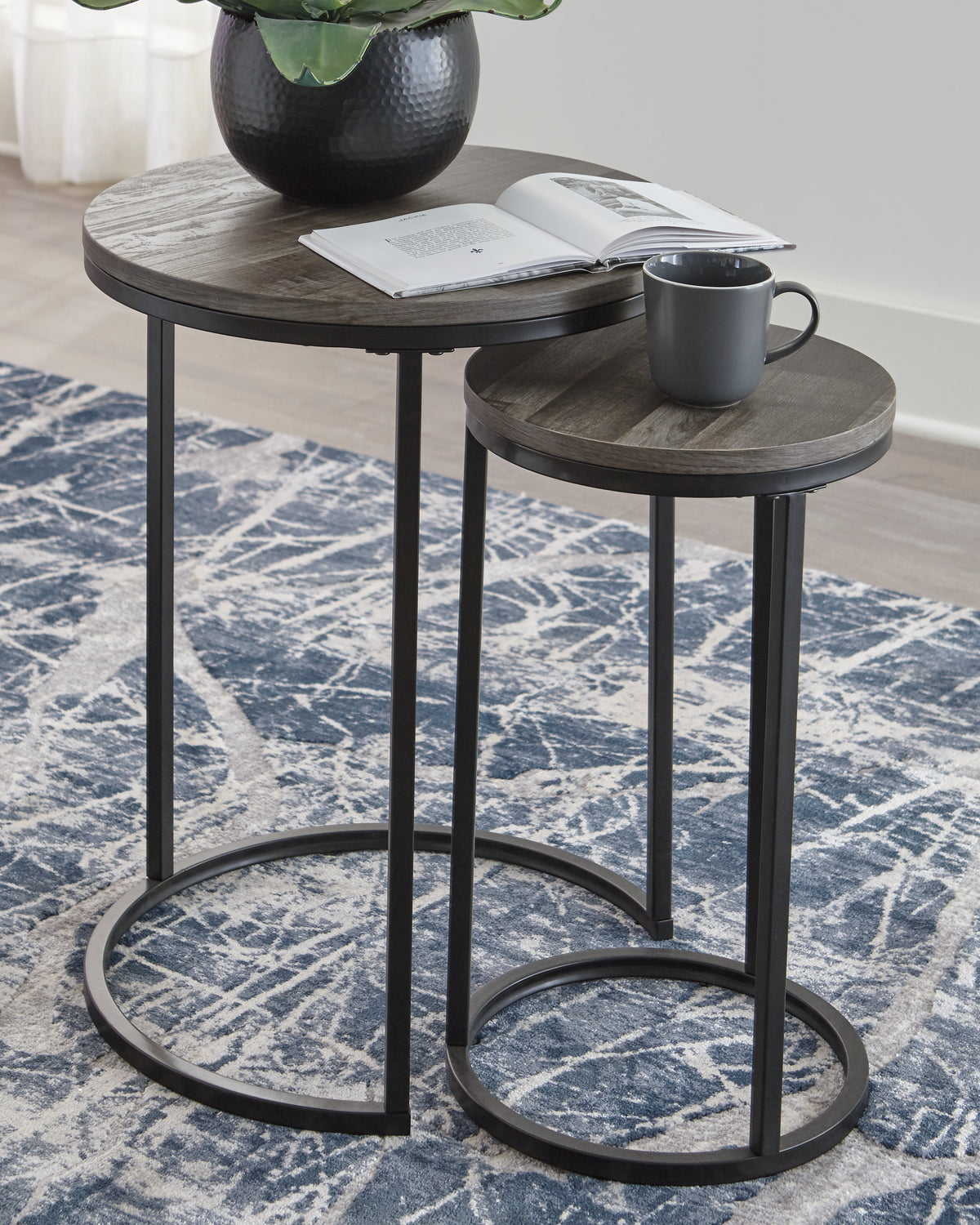 Leasing Furniture - Ashley Furniture - Briarsboro Accent Table (Set of 2) - Accent Table Set (Set of 2) / Black/Gray - A4000231