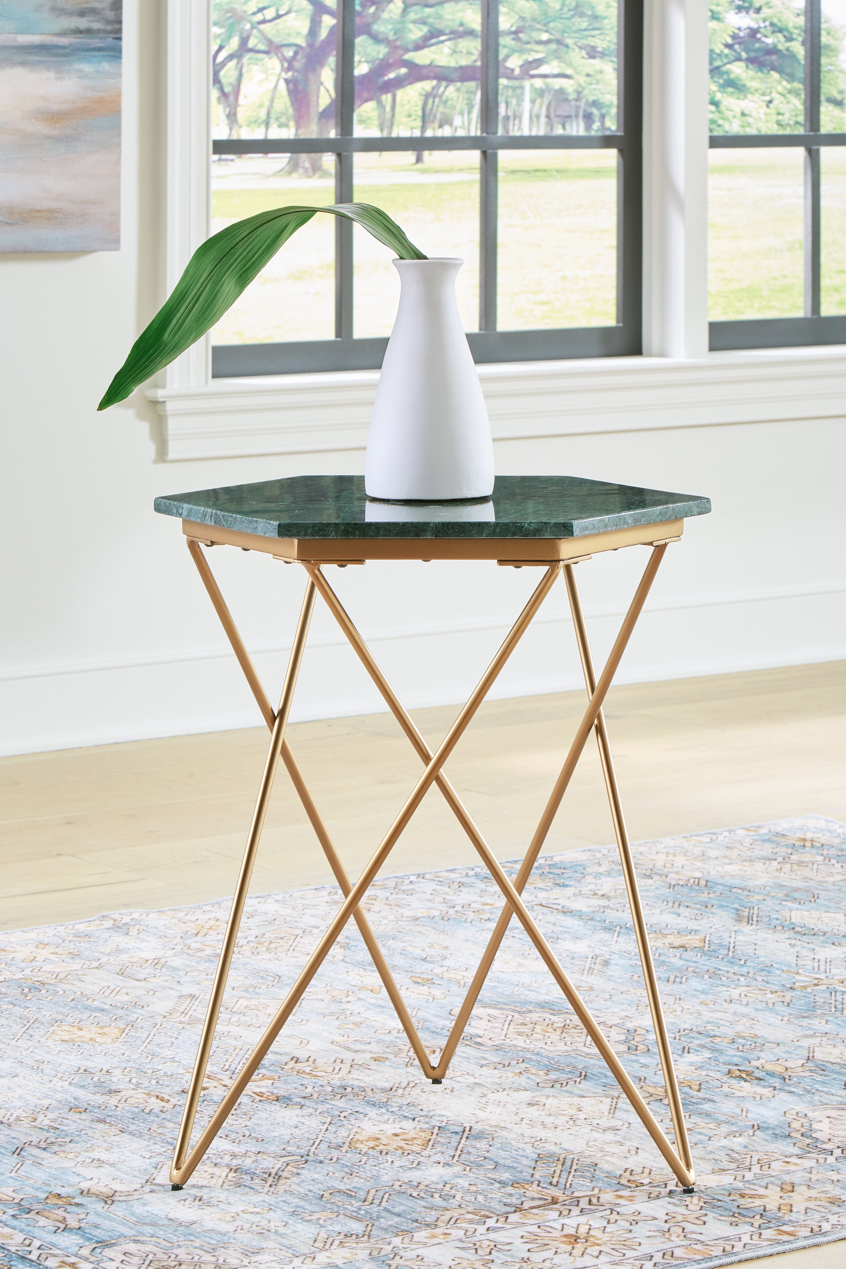 Leasing Furniture - Ashley Furniture - Engelton Accent Table - Accent Table / Green/Gold - A4000526