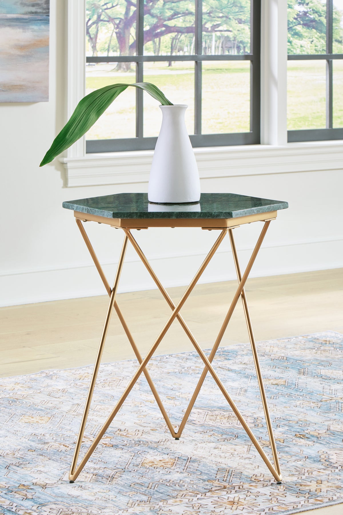 Leasing Furniture - Ashley Furniture - Engelton Accent Table - Accent Table / Green/Gold - A4000526