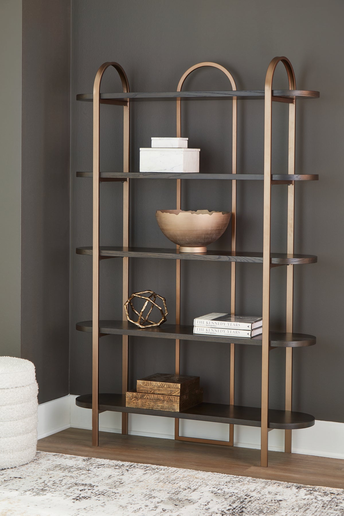 Leasing Furniture - Ashley Furniture - Brentmour Bookcase - Bookcase / Brown/Gold Finish - A4000589
