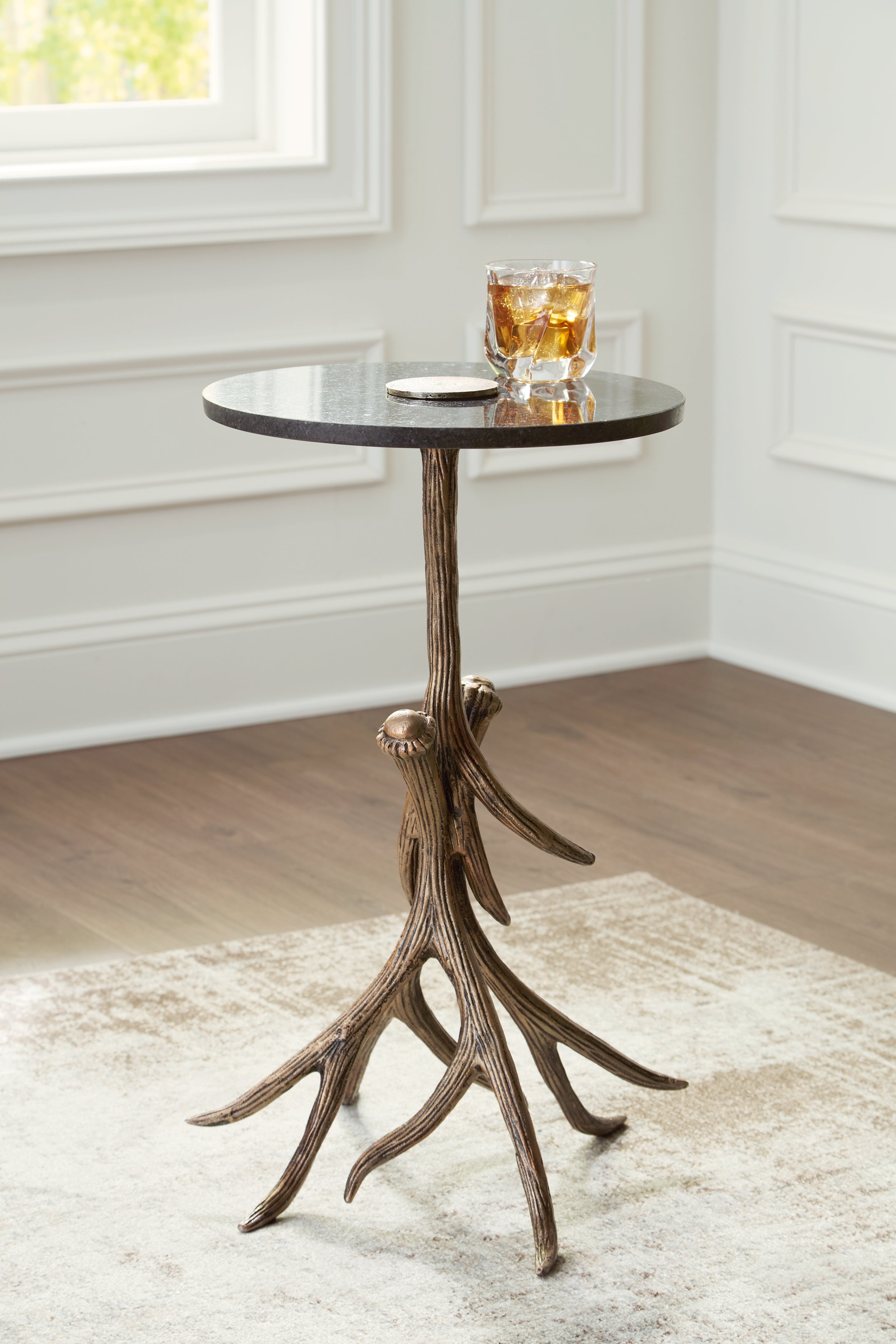 Leasing Furniture - Ashley Furniture - Lemkins Accent Table - Accent Table / Black/Antique Gold Finish - A4000606
