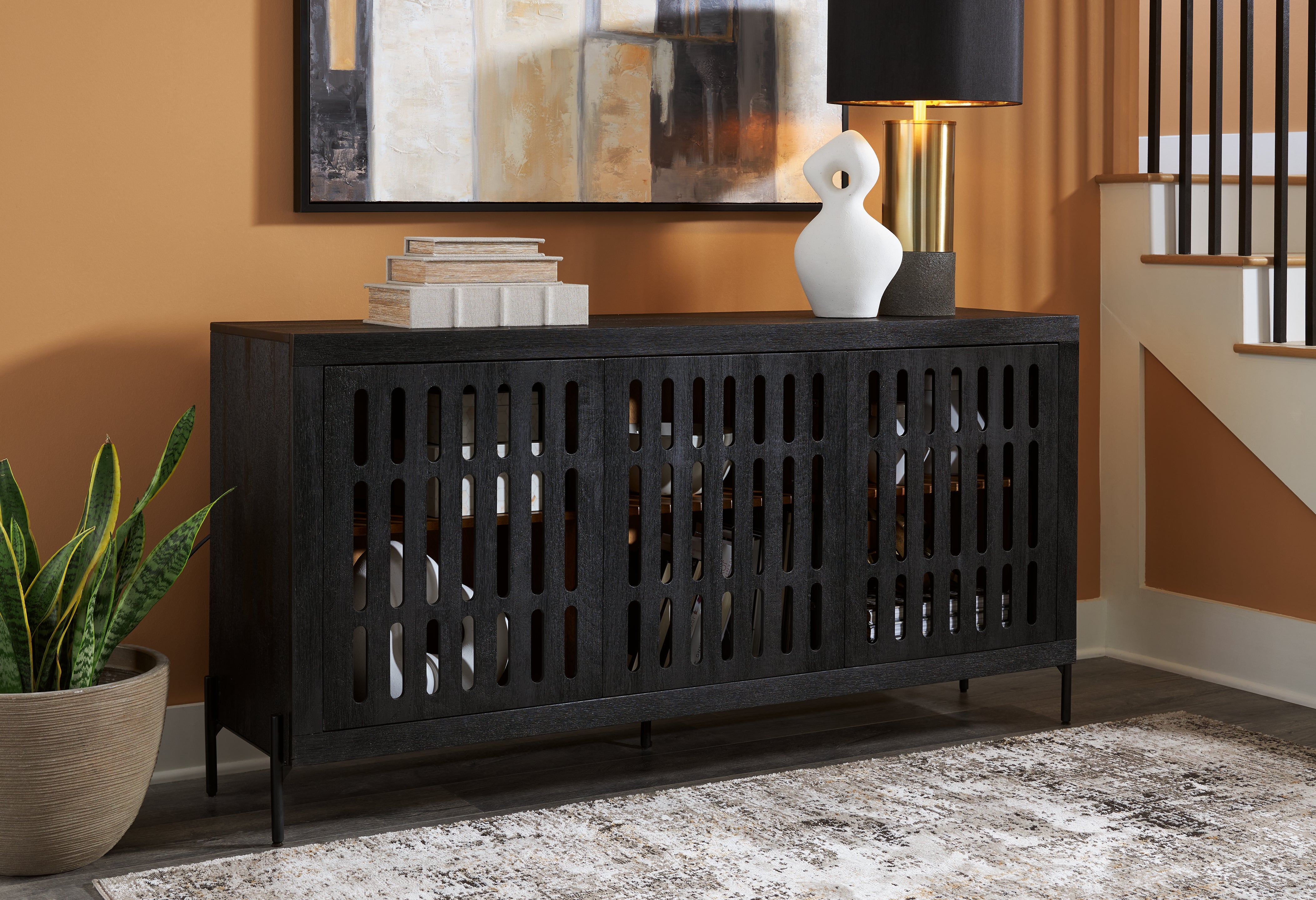 Leasing Furniture - Ashley Furniture - Vallisburg Accent Cabinet - Accent Cabinet / Black/Natural - A4000644
