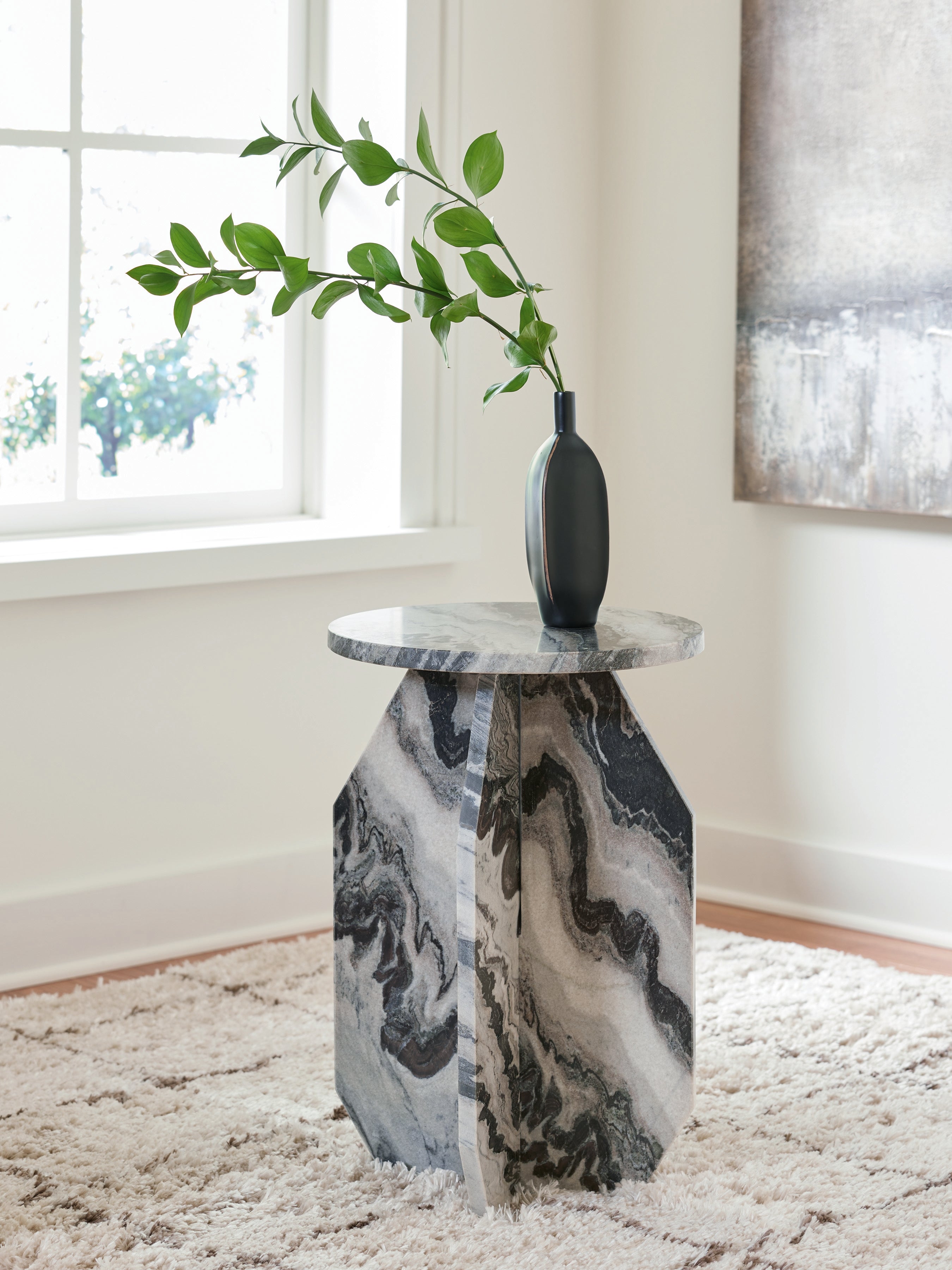 Leasing Furniture - Ashley Furniture - Wrenlane Accent Table - Accent Table / Black/White/Taupe - A4000646