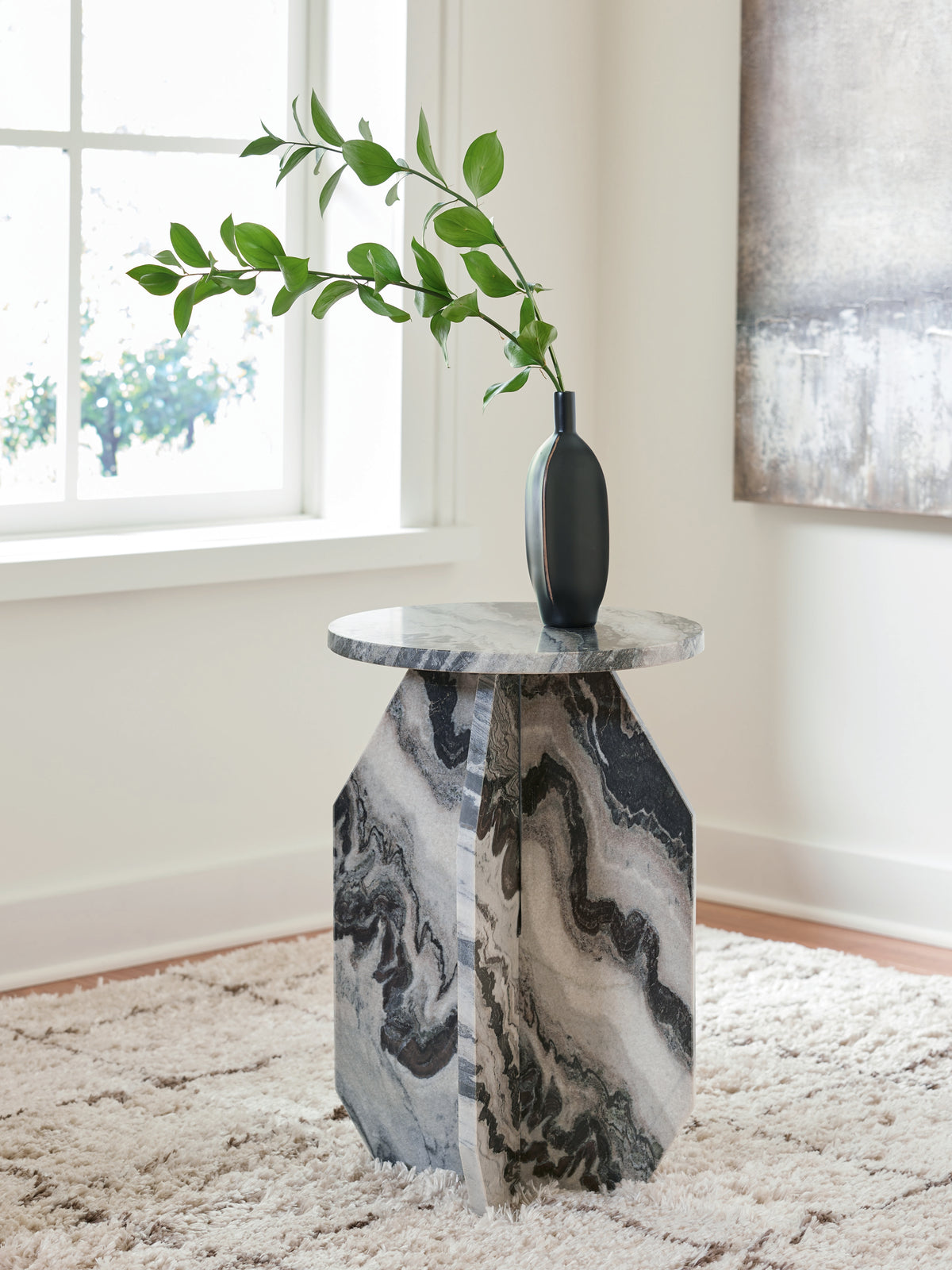Leasing Furniture - Ashley Furniture - Wrenlane Accent Table - Accent Table / Black/White/Taupe - A4000646