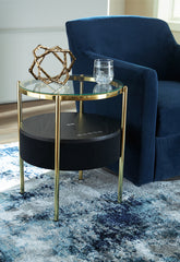 Leasing Furniture - Ashley Furniture - Nedman Accent Table with Speaker - Accent Table with Speaker / Black/Gold Finish - A4000669
