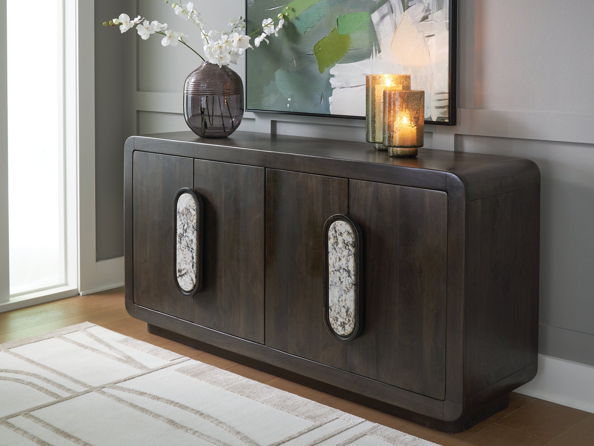 Leasing Furniture - Ashley Furniture - Elliston Accent Cabinet - Accent Cabinet / Espresso Brown - A4000683