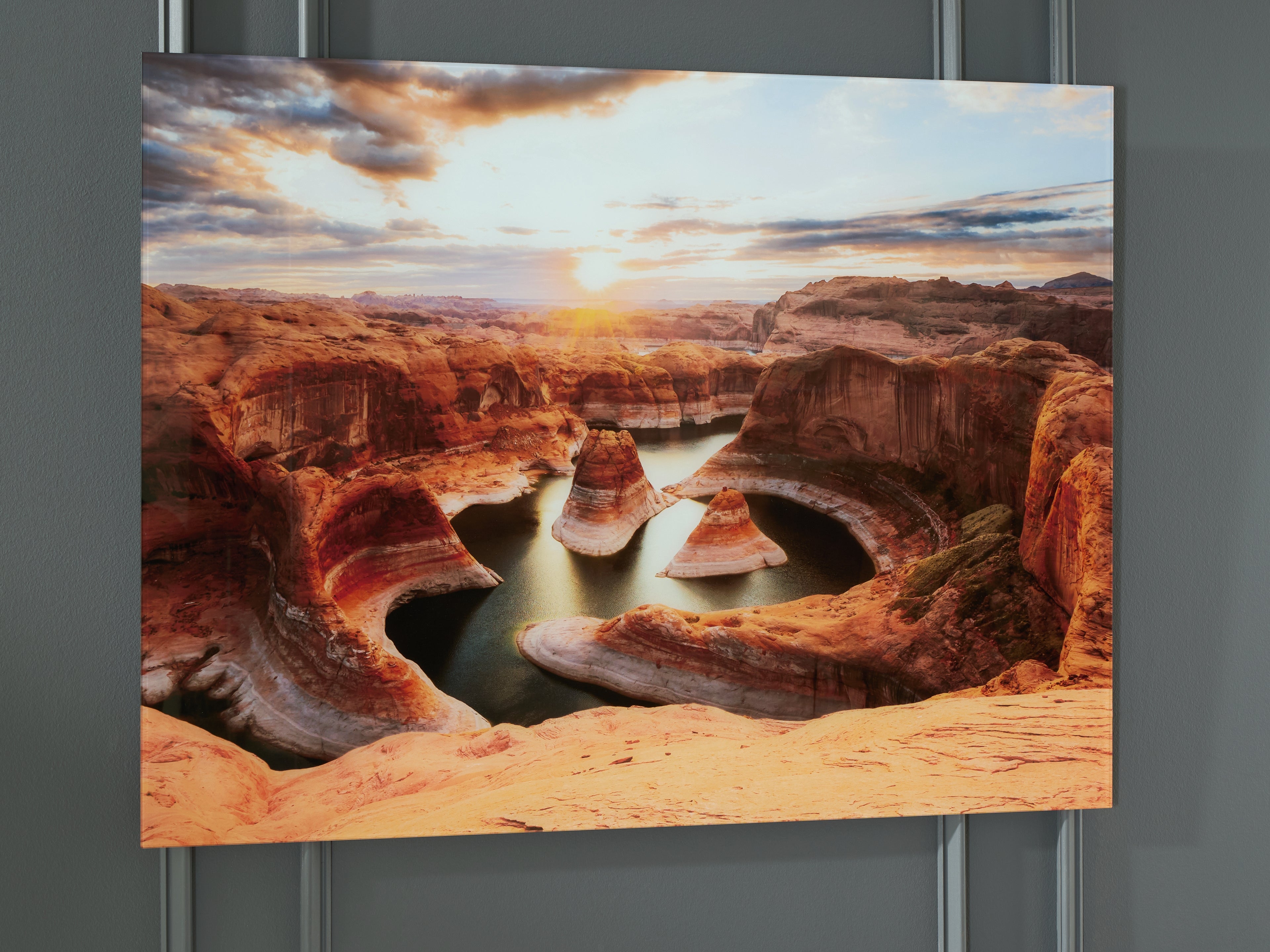 Leasing Furniture - Ashley Furniture - Deemsdon Wall Decor - Wall Art / Blue/Amber - A8000436