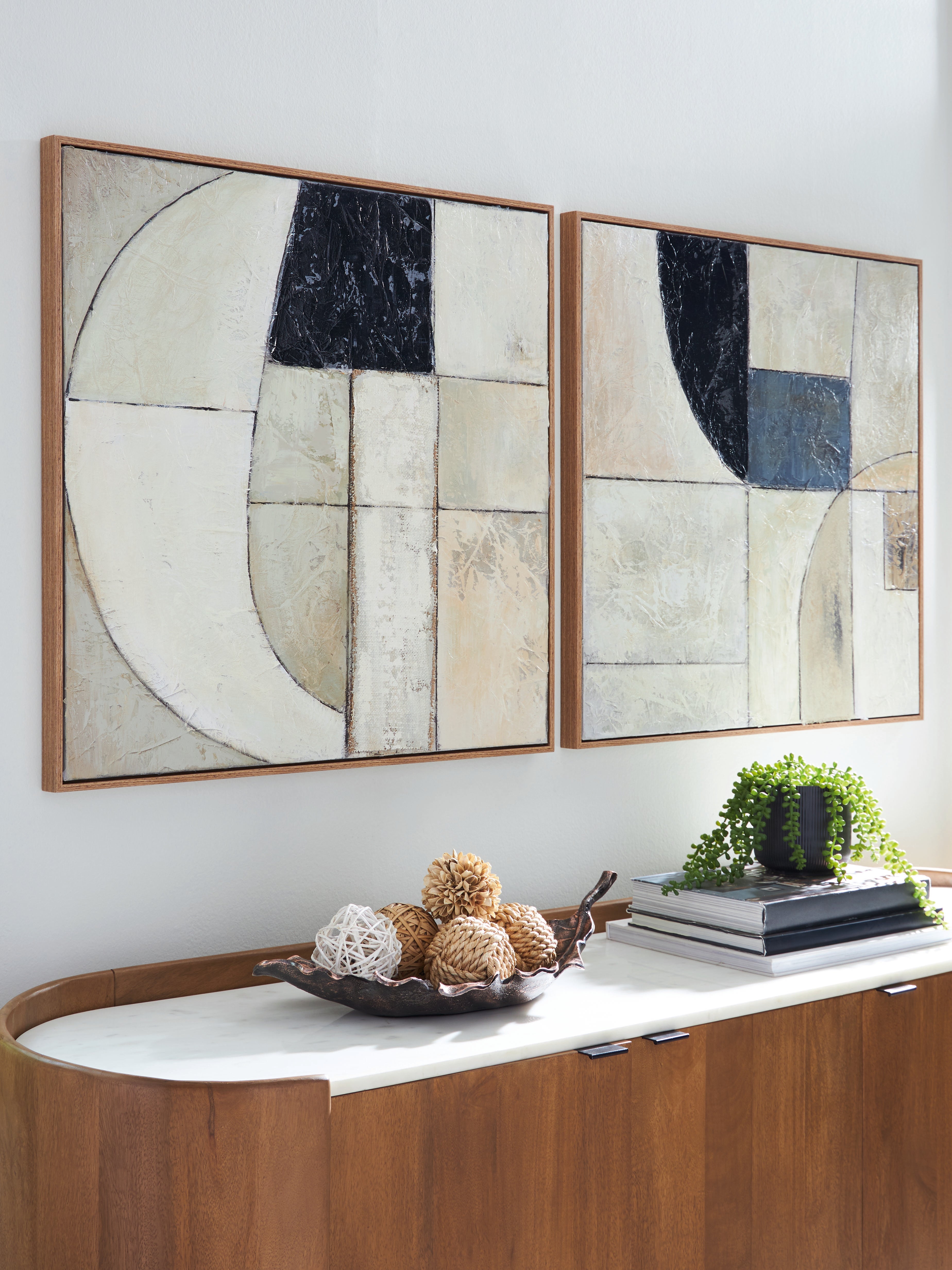 Leasing Furniture - Ashley Furniture - Bexlen Wall Decor - Wall Art Set (Set of 2) / Tan/Taupe/Black - A8000498