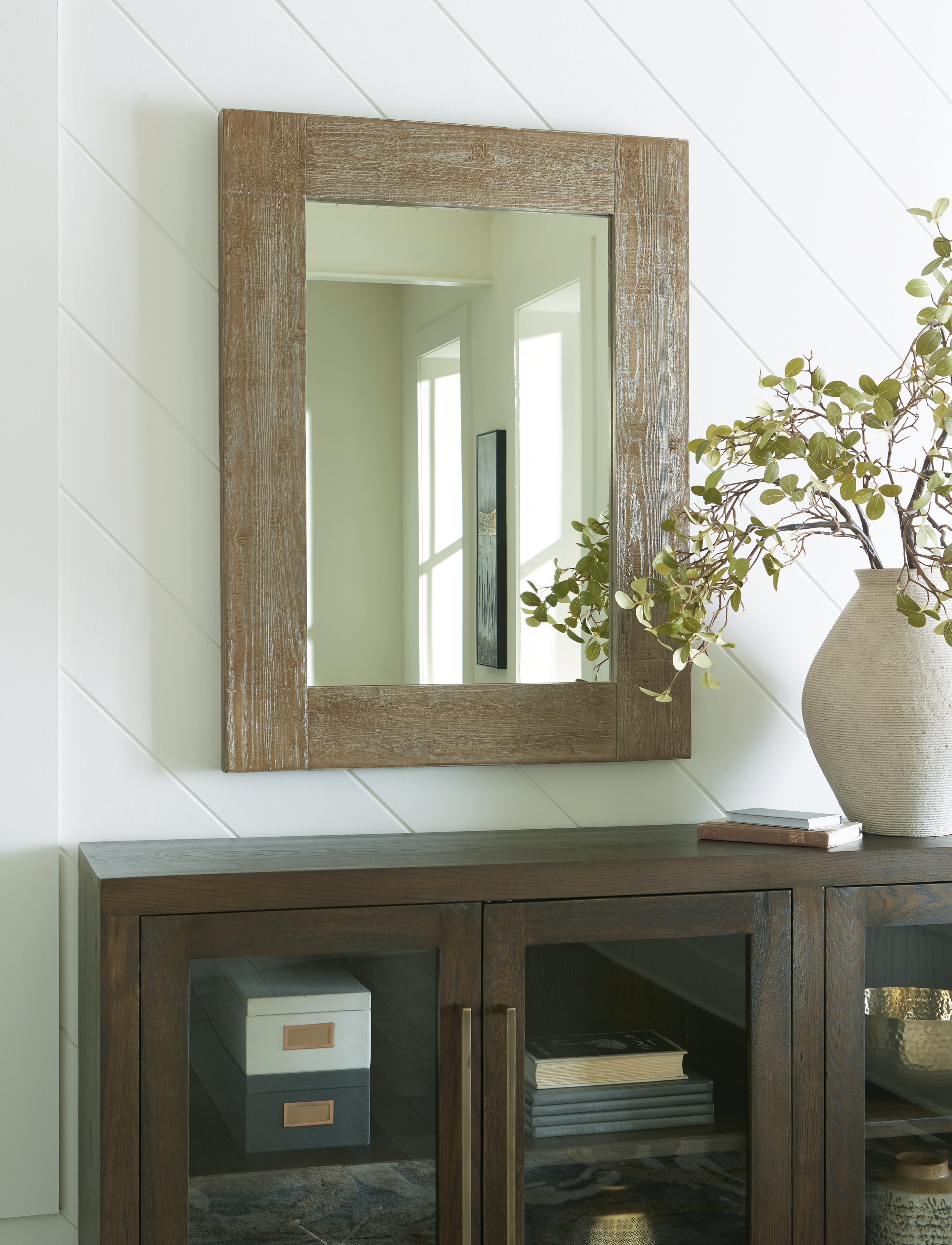 Leasing Furniture - Ashley Furniture - Waltleigh Mirror - Accent Mirror / Distressed Brown - A8010277