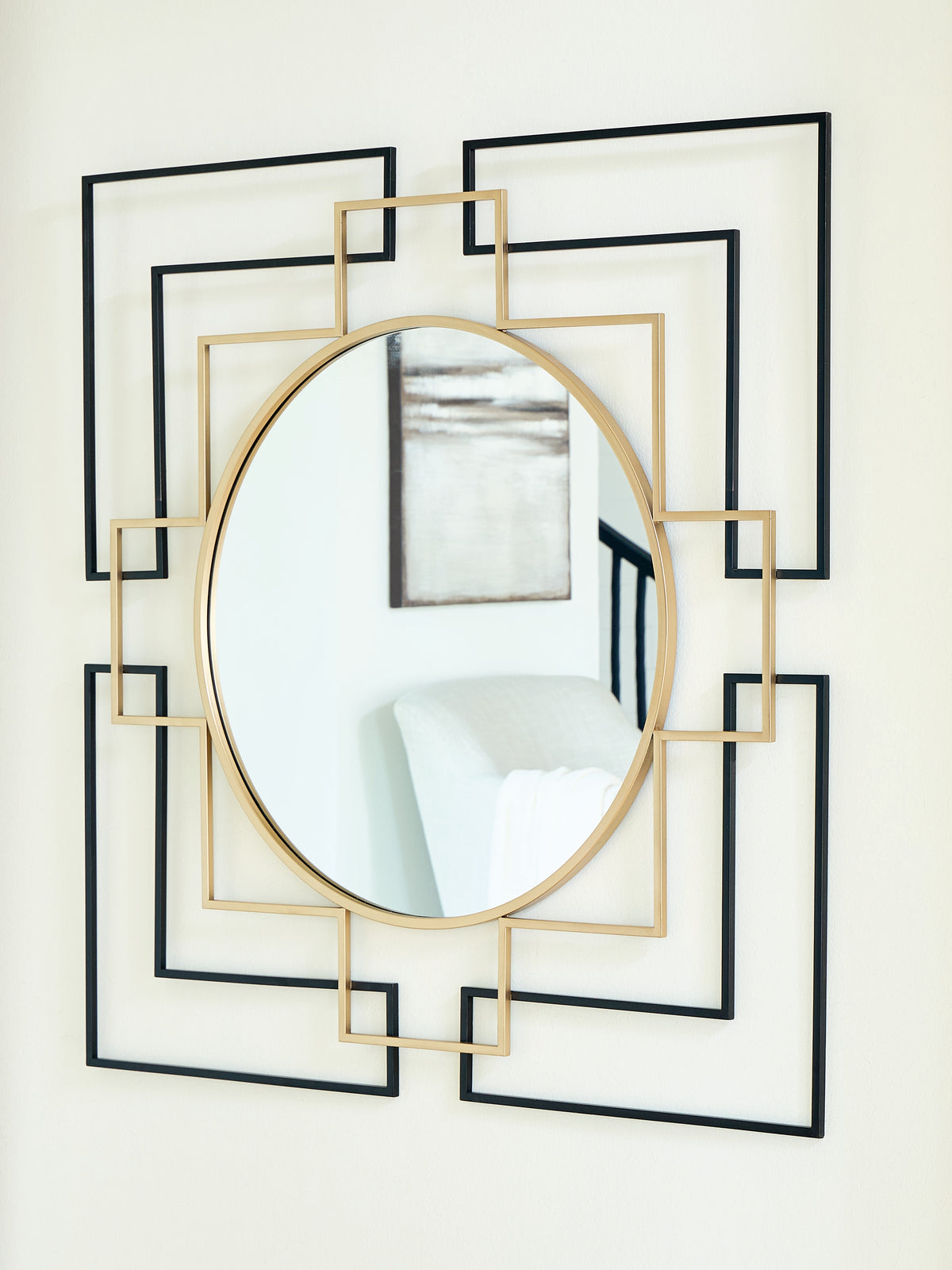 Leasing Furniture - Ashley Furniture - Oceanal Mirror - Accent Mirror / Black/Gold Finish - A8010394