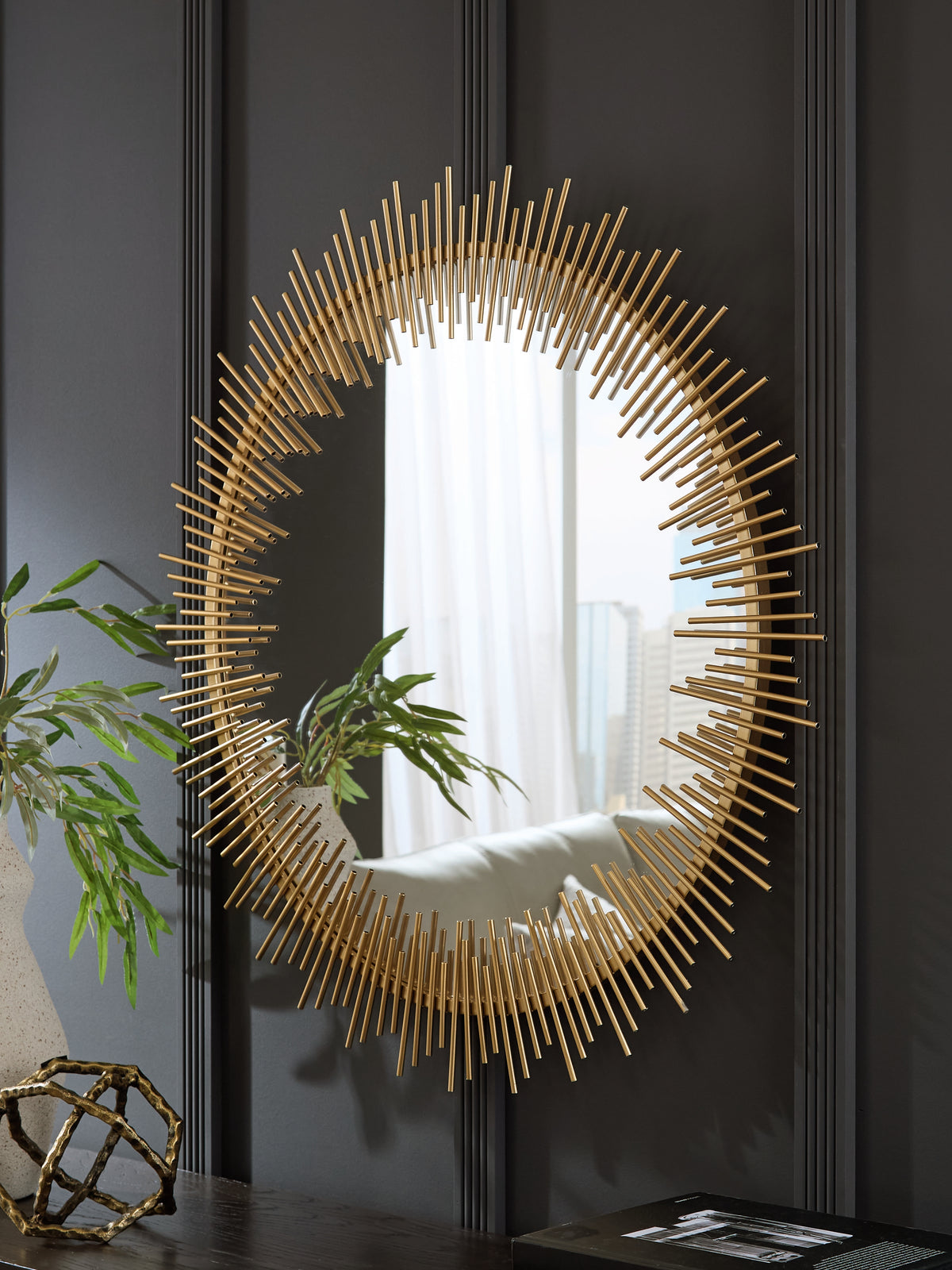 Leasing Furniture - Ashley Furniture - Wainport Mirror - Accent Mirror / Gold Finish - A8010405