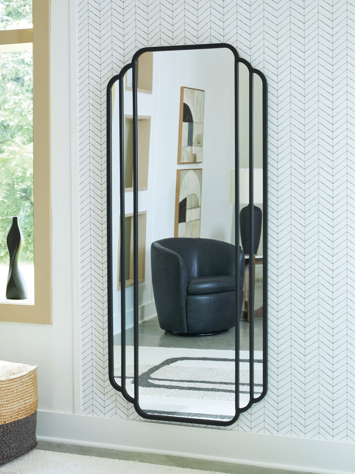 Leasing Furniture - Ashley Furniture - Antigone Mirror - Floor Mirror / Black - A8010434