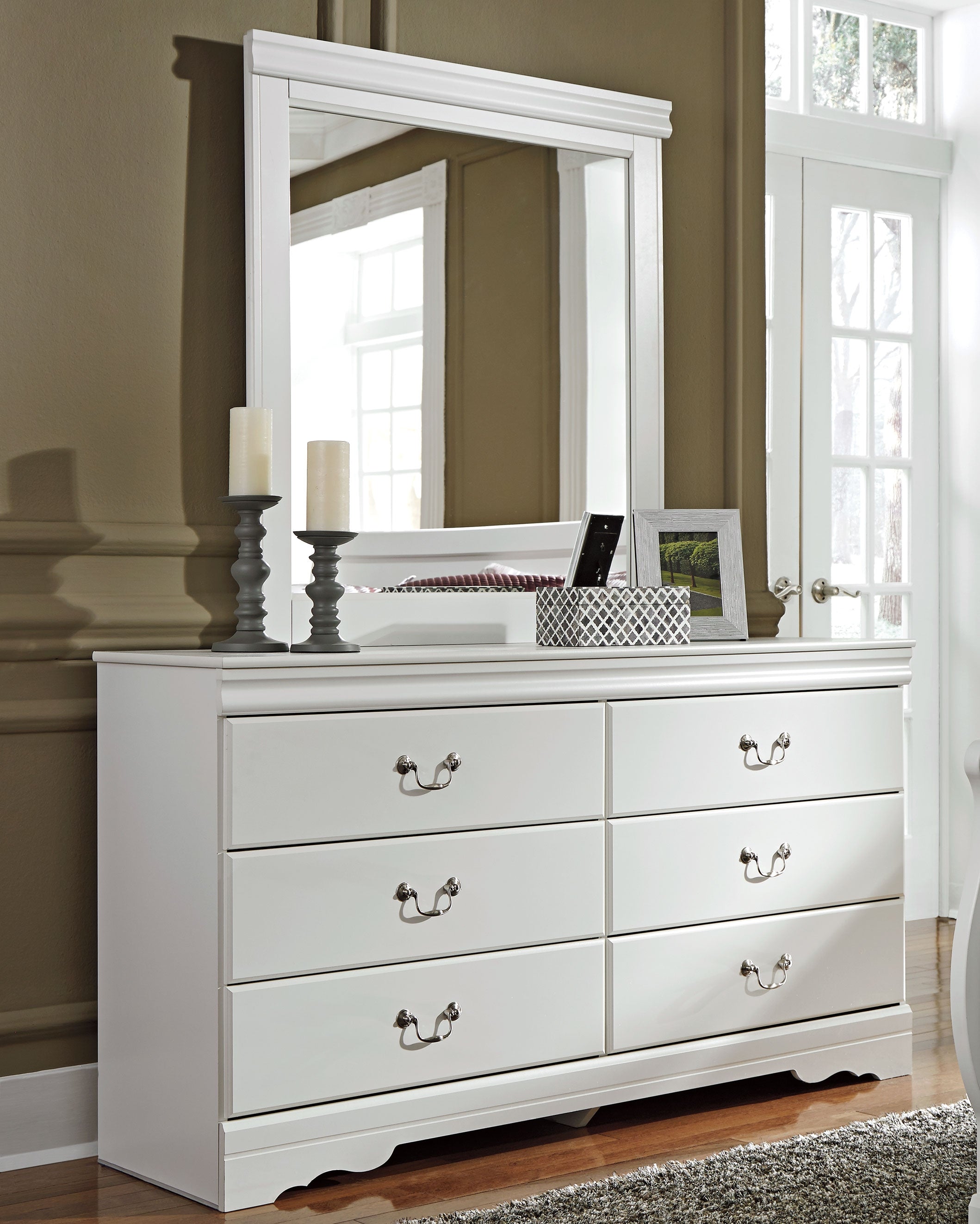 Leasing Furniture - Ashley Furniture - Anarasia Bedroom - Dresser and Mirror / White - B129B3