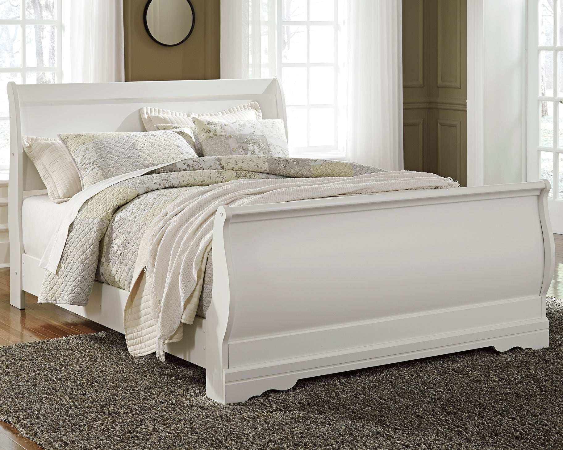 Leasing Furniture - Ashley Furniture - Anarasia Bedroom - Queen Sleigh Bed / White - B129B4