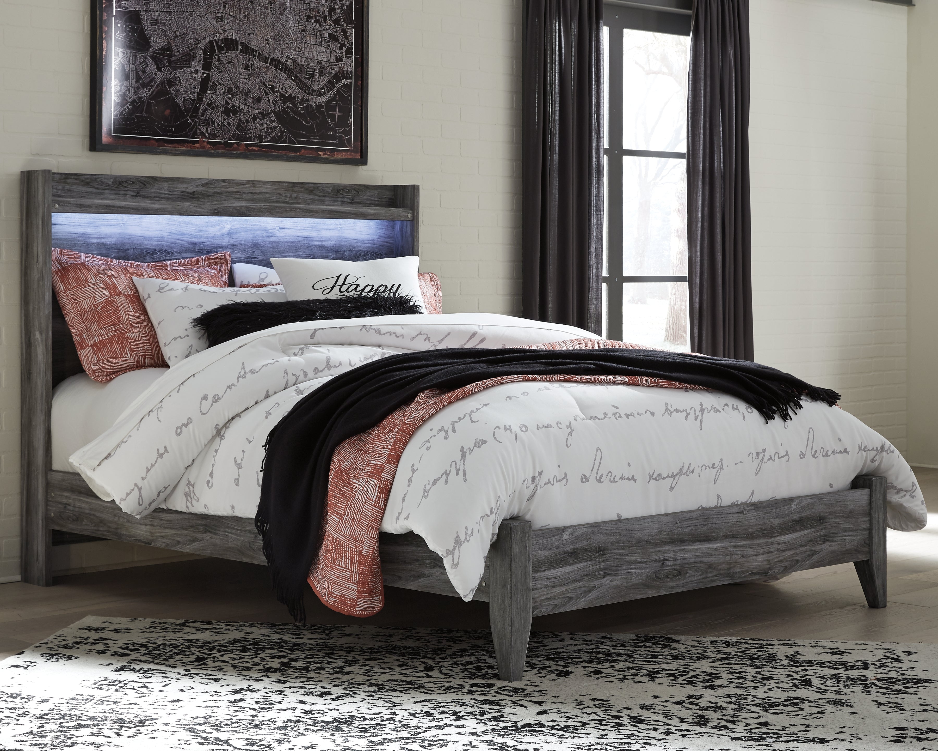 Leasing Furniture - Ashley Furniture - Baystorm Bedroom - Queen Panel Bed / Gray - B221B2