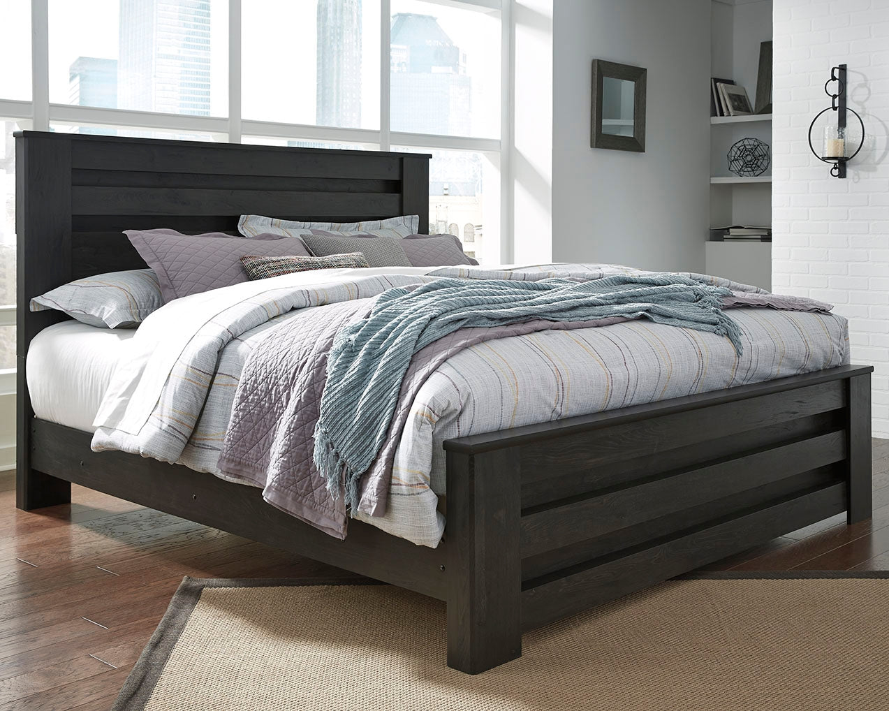 Leasing Furniture - Ashley Furniture - Brinxton Bedroom - King Panel Bed / Charcoal - B249B4