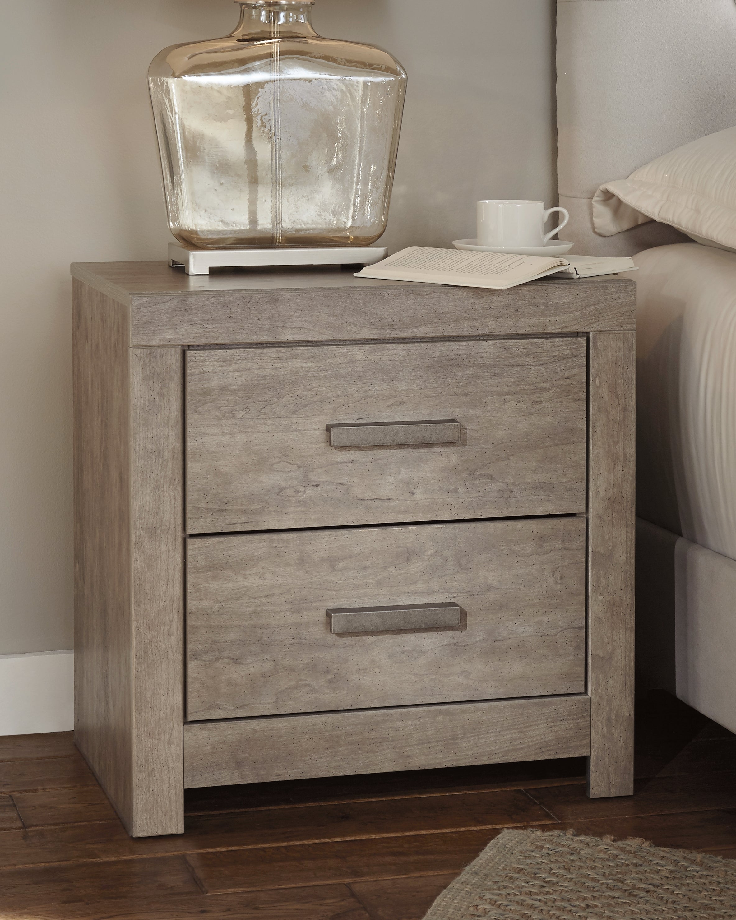 Leasing Furniture - Ashley Furniture - Culverbach Bedroom - Two Drawer Night Stand / Gray - B070-92