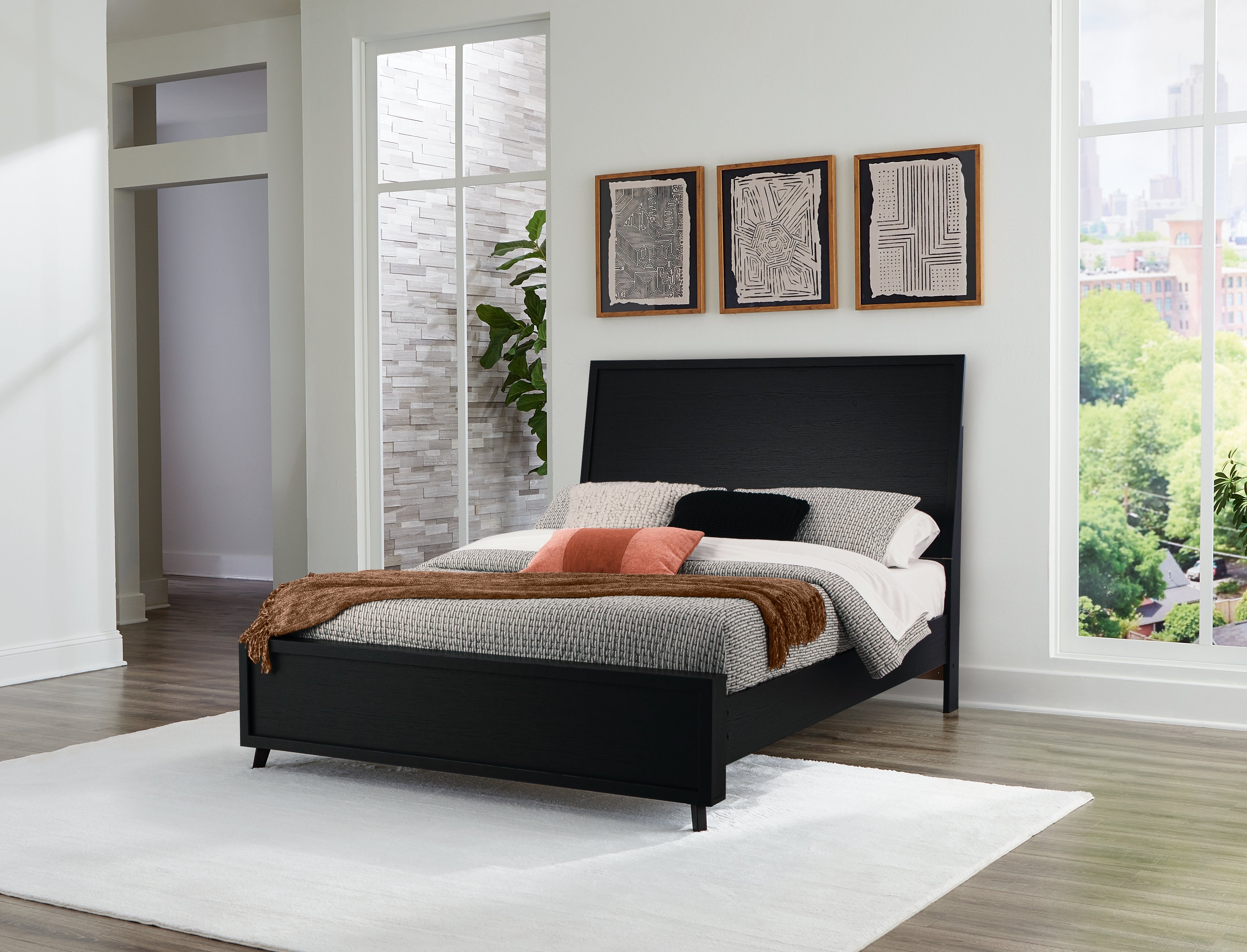 Leasing Furniture - Ashley Furniture - Danziar Bedroom - Queen Panel Bed / Black - B1013B2