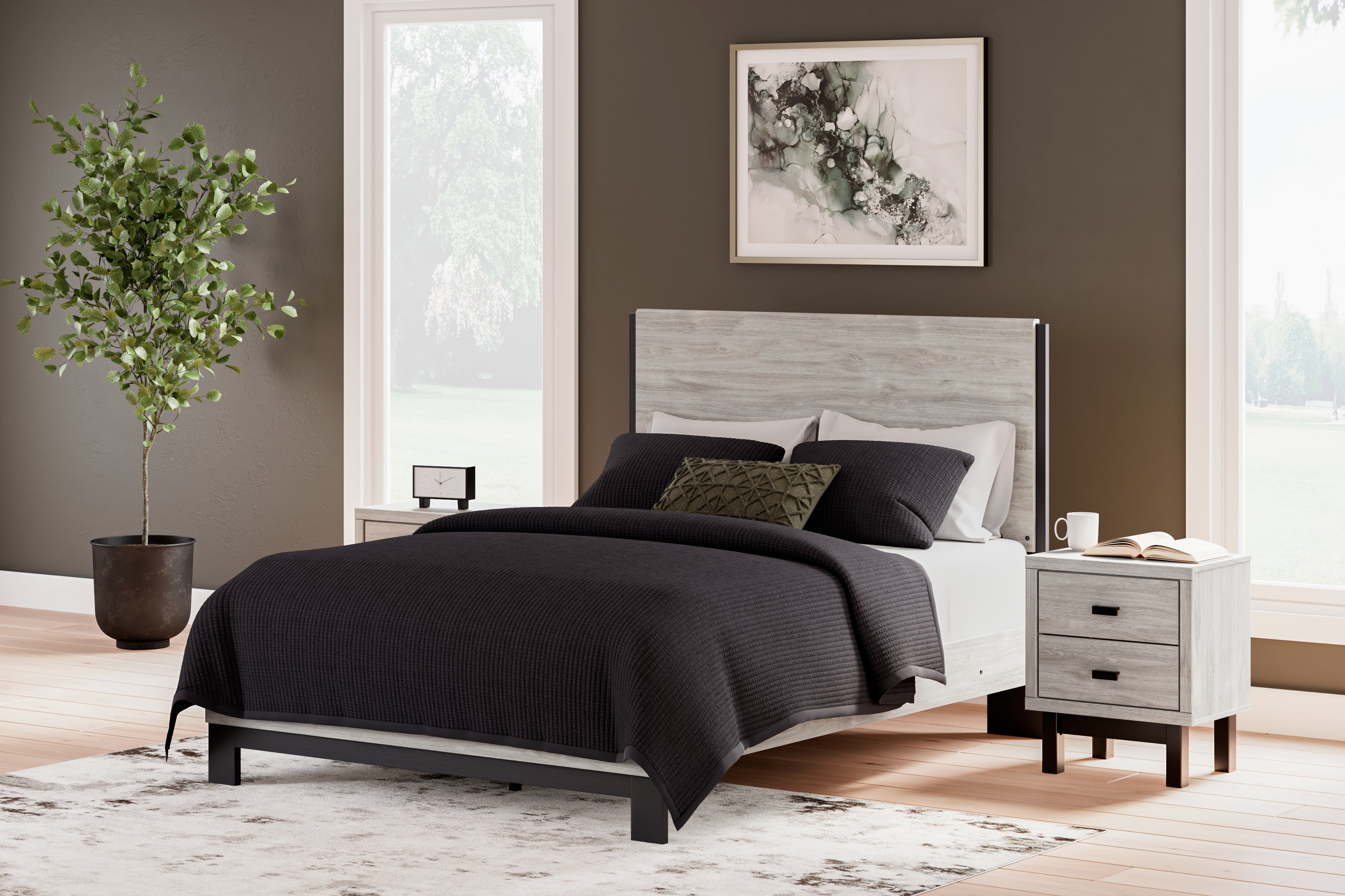 Leasing Furniture - Ashley Furniture - Vessalli Bedroom - Queen Panel Bed / Gray - B1036B2