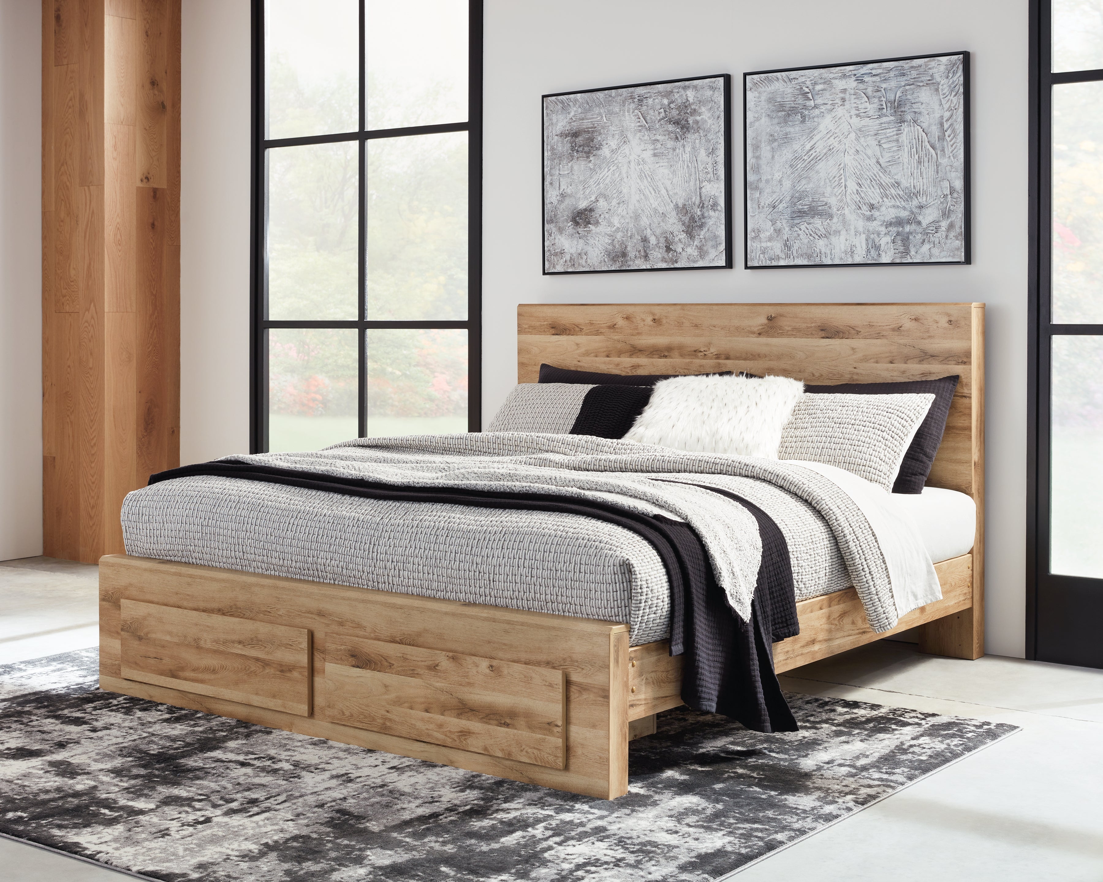 Leasing Furniture - Ashley Furniture - Hyanna Bedroom - Queen Panel Storage Bed / Tan Brown - B1050B4