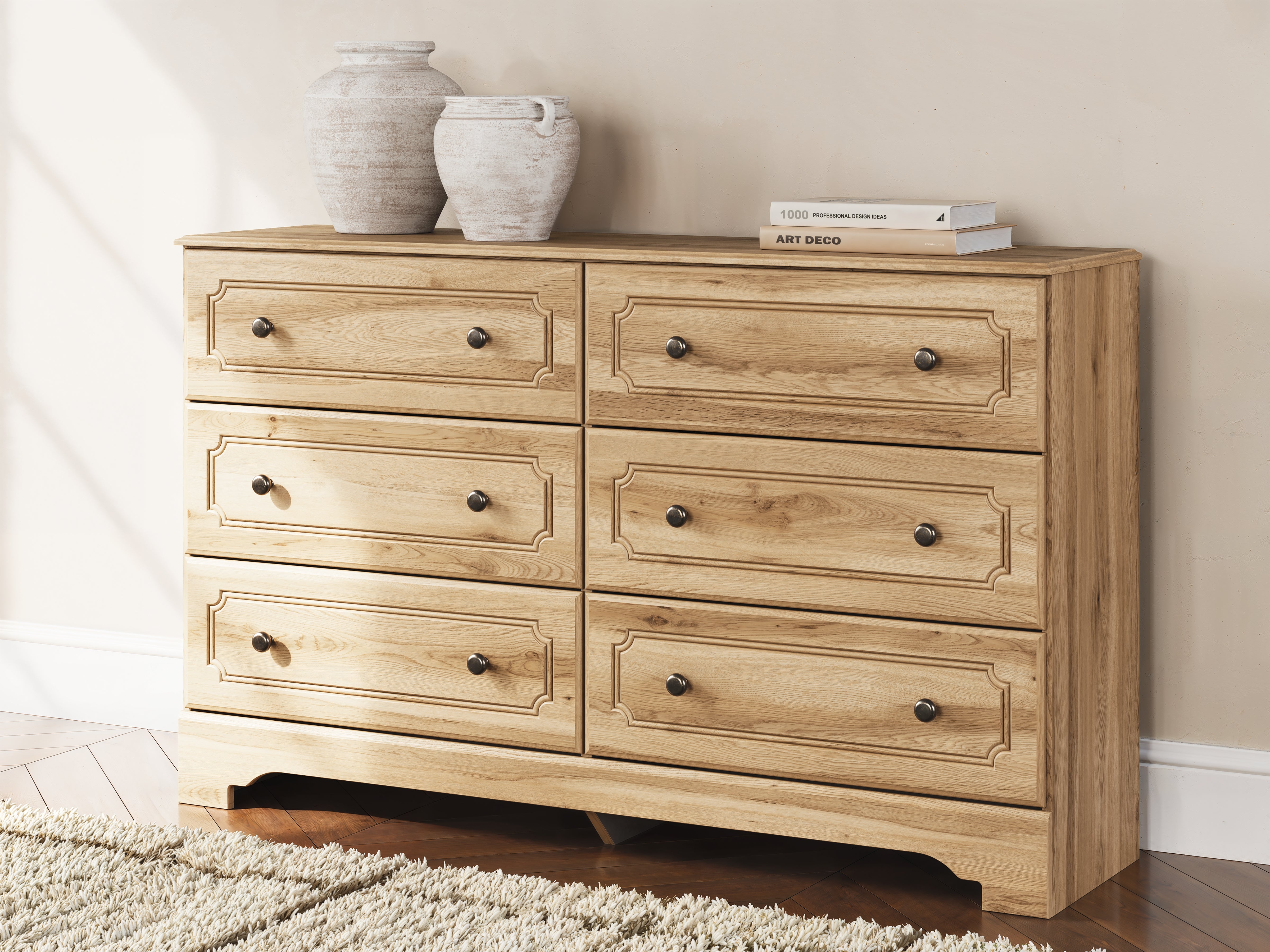 Leasing Furniture - Ashley Furniture - Aleaport Bedroom - Six Drawer Dresser / Warm Brown - PCB1075-31