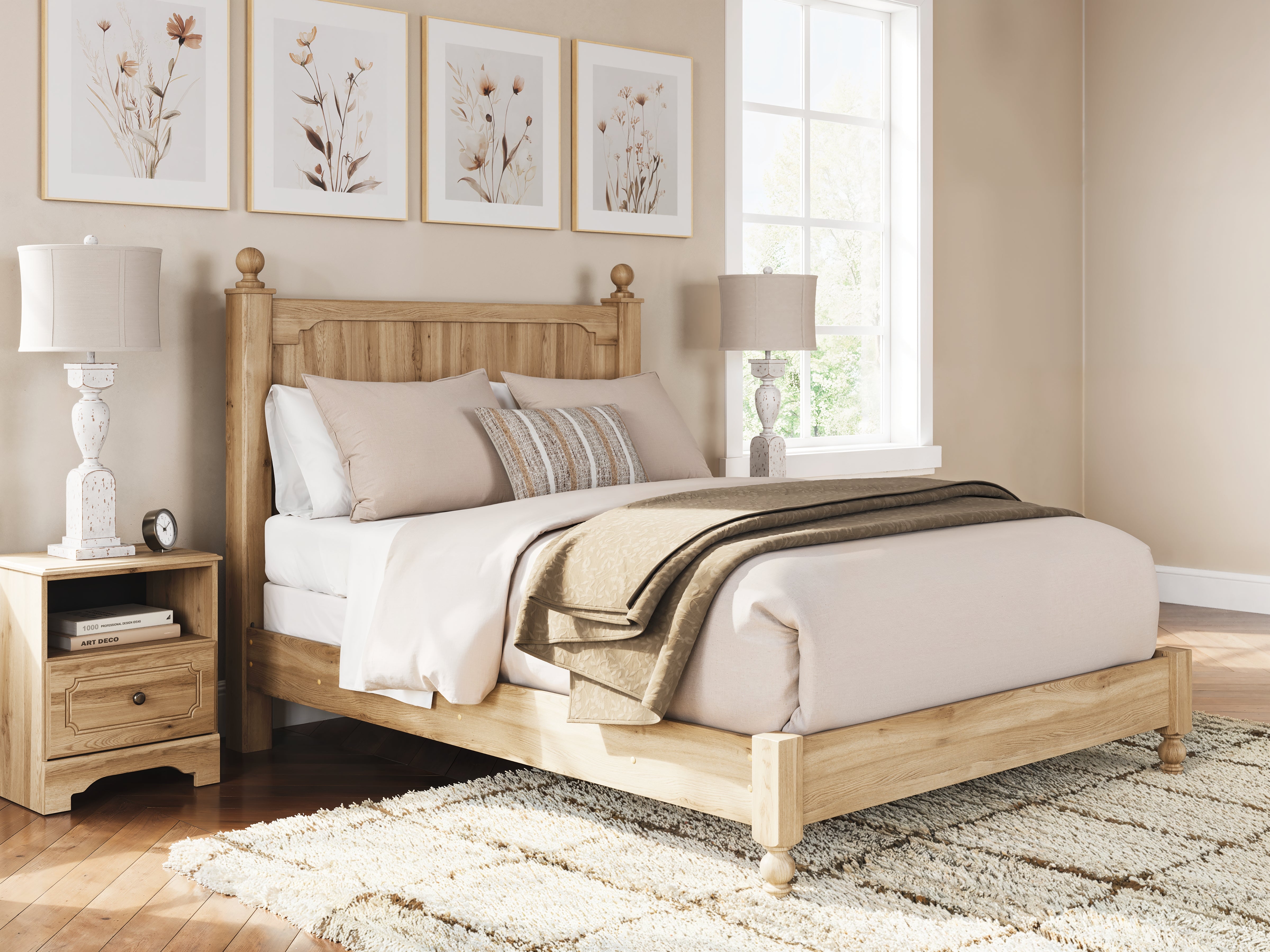 Leasing Furniture - Ashley Furniture - Aleaport Bedroom - Queen Panel Bed / Warm Brown - PCB1075B7