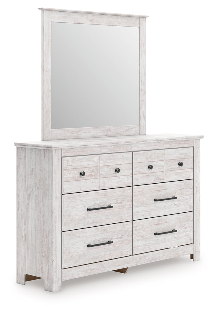 Leasing Furniture - Ashley Furniture - Makidern Bedroom - Dresser and Mirror / Whitewash - PCB1171B1