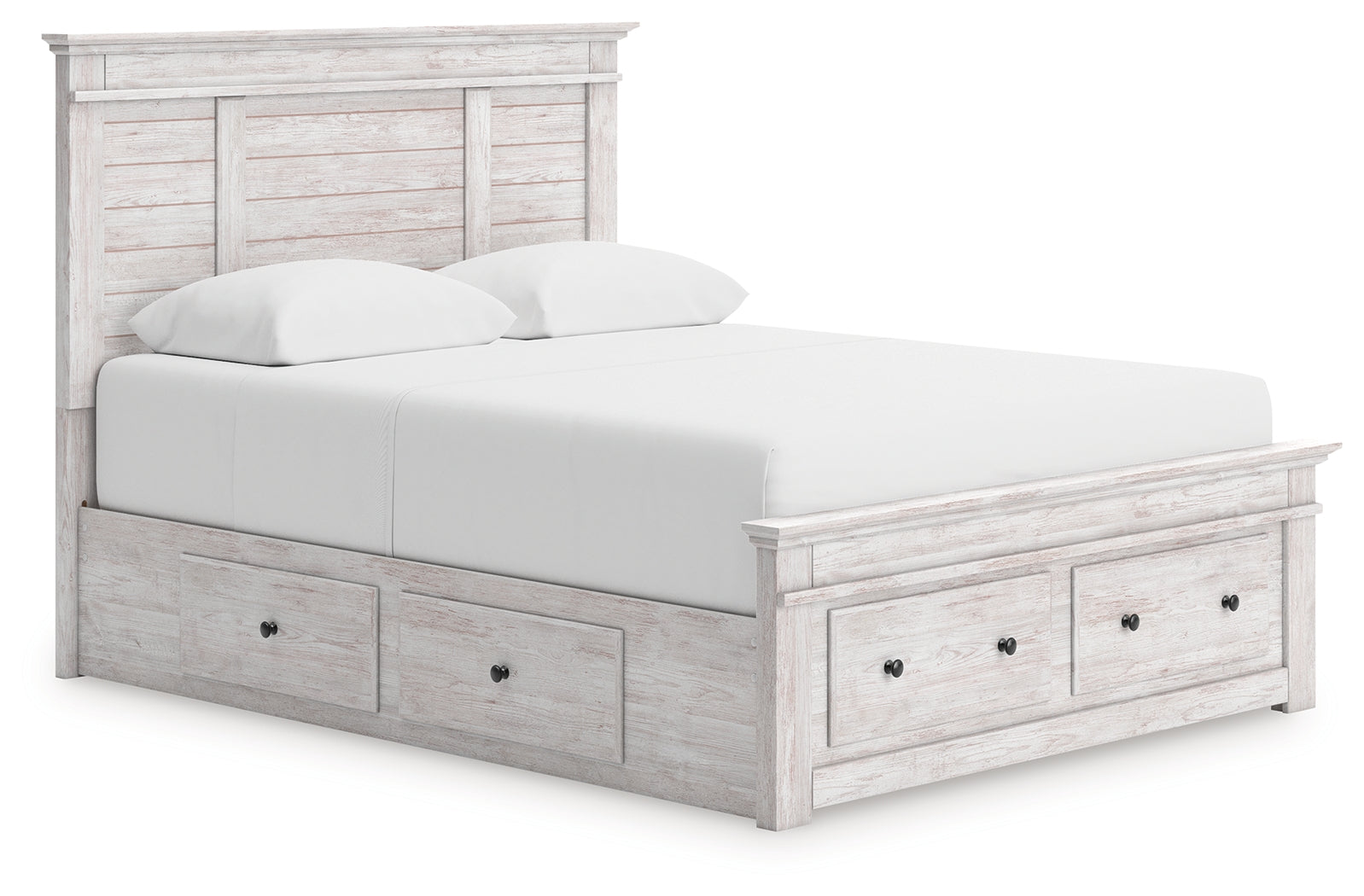 Leasing Furniture - Ashley Furniture - Makidern Bedroom - Queen Panel Storage Bed / Whitewash - PCB1171B10