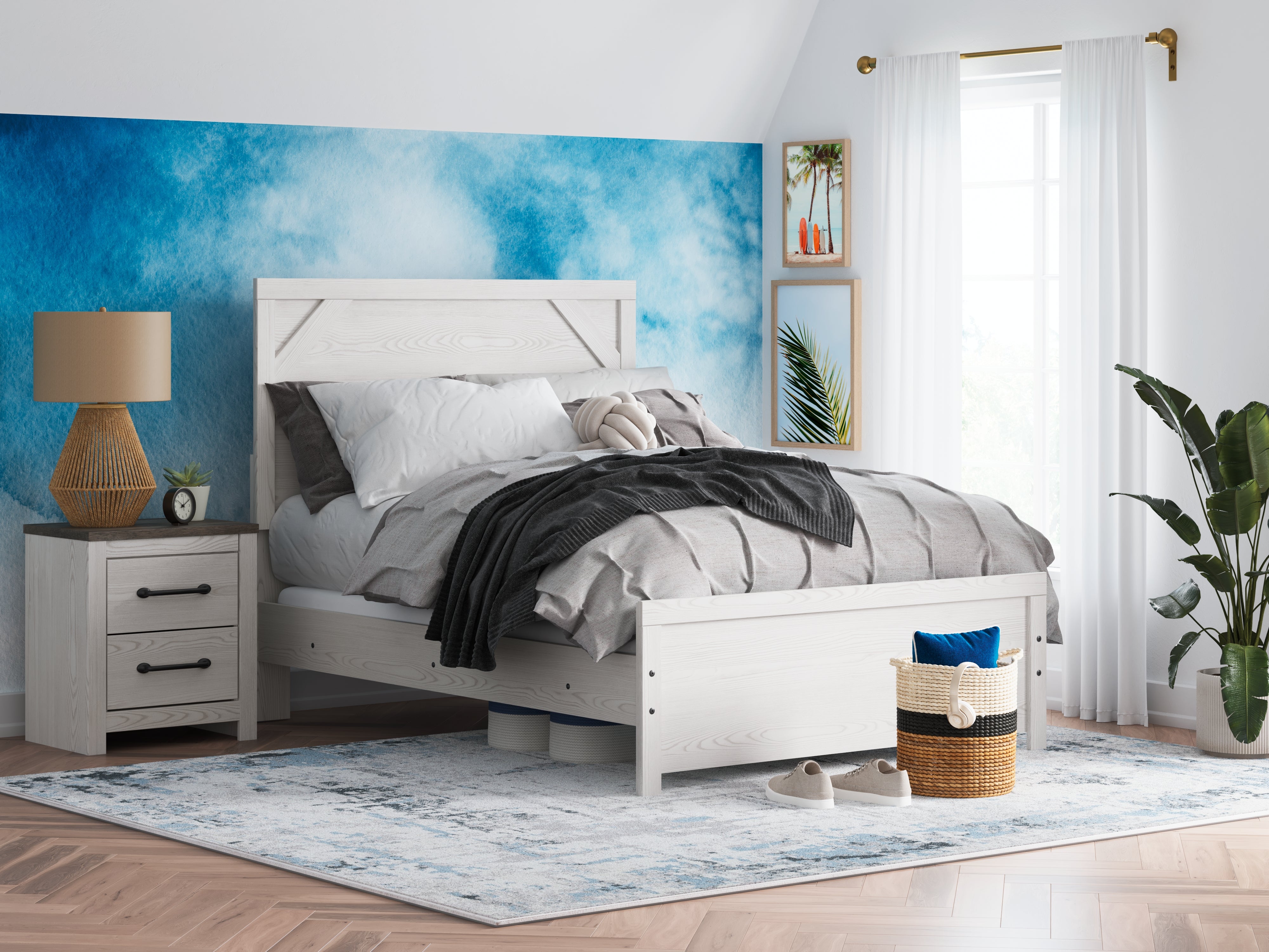 Leasing Furniture - Ashley Furniture - Gerridan Bedroom - Full Panel Bed / White/Gray - B1190B4