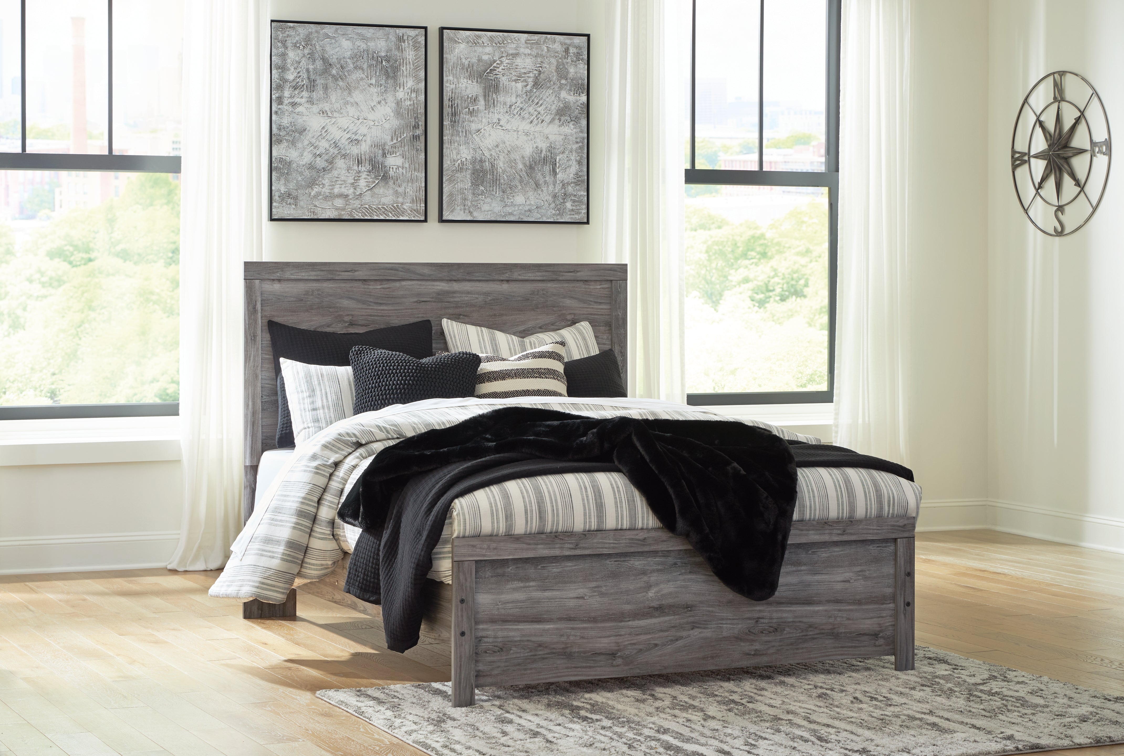 Leasing Furniture - Ashley Furniture - Bronyan Bedroom - Queen Panel Bed / Dark Gray - B1290B2
